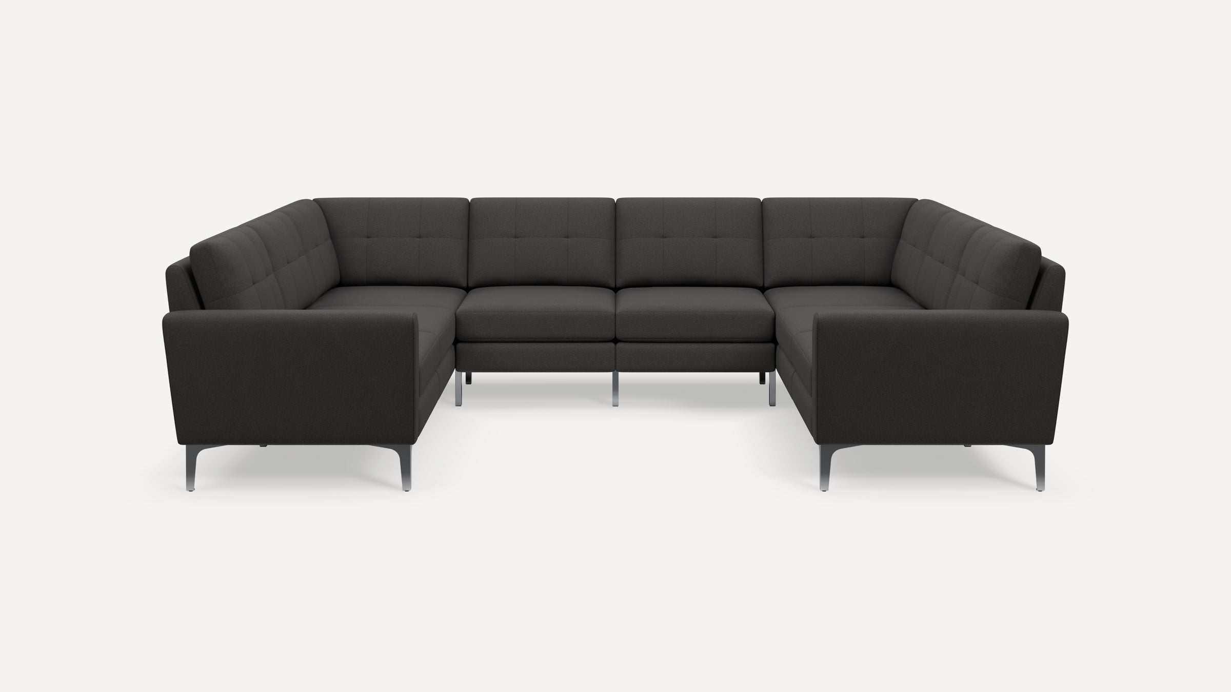 Nomad Plus 8-Seat U Sectional - Heather Charcoal - Performance Chenille / Chrome - Metal / Block Arm