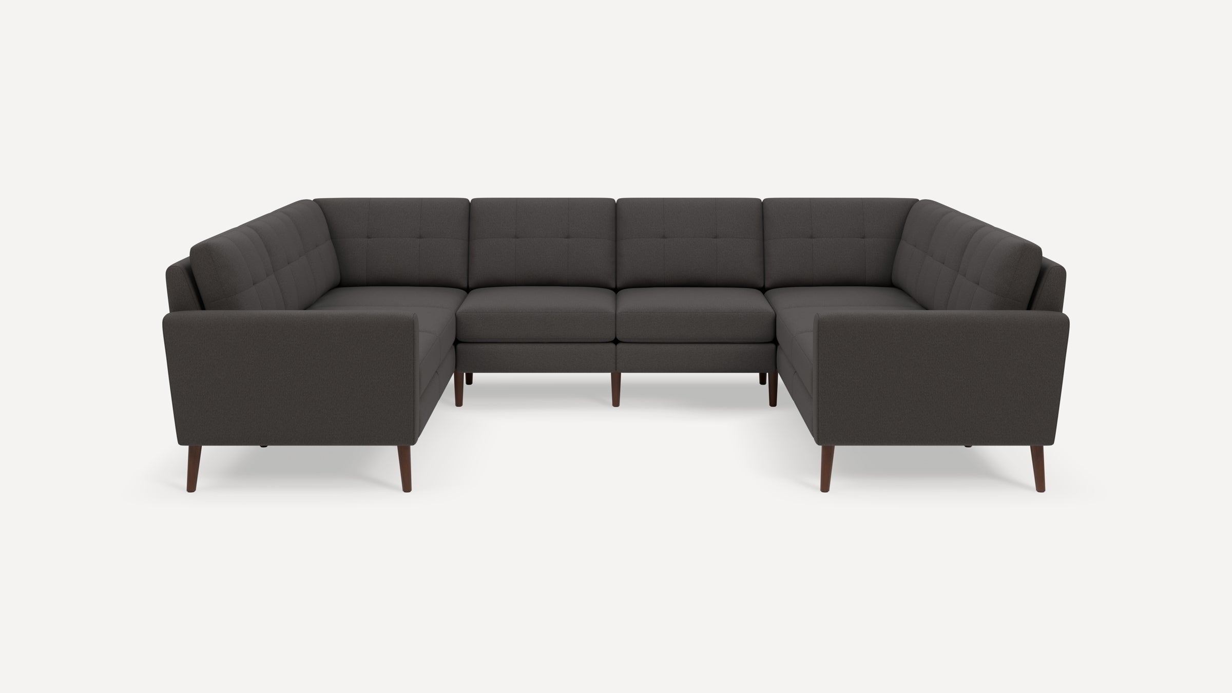 Nomad Plus 8-Seat U Sectional - Heather Charcoal - Performance Chenille / Walnut - Wood / Block Arm