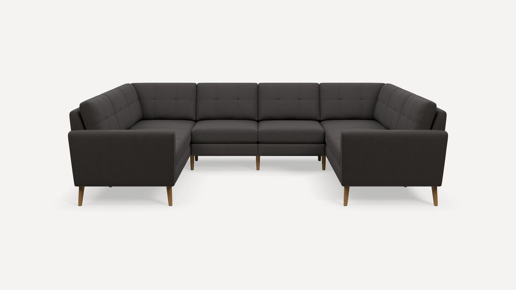 Nomad Plus 8-Seat U Sectional - Heather Charcoal - Performance Chenille / Oak - Wood / Block Arm