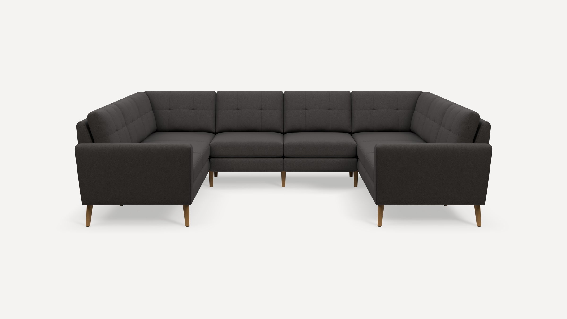 Nomad Plus 8-Seat U Sectional - Heather Charcoal - Performance Chenille / Oak - Wood / Block Arm
