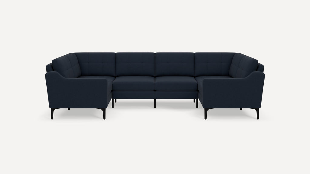 Nomad Plus 6-Seat U Sectional - Navy Blue - Performance Flatweave / Black - Metal / Slope Arm