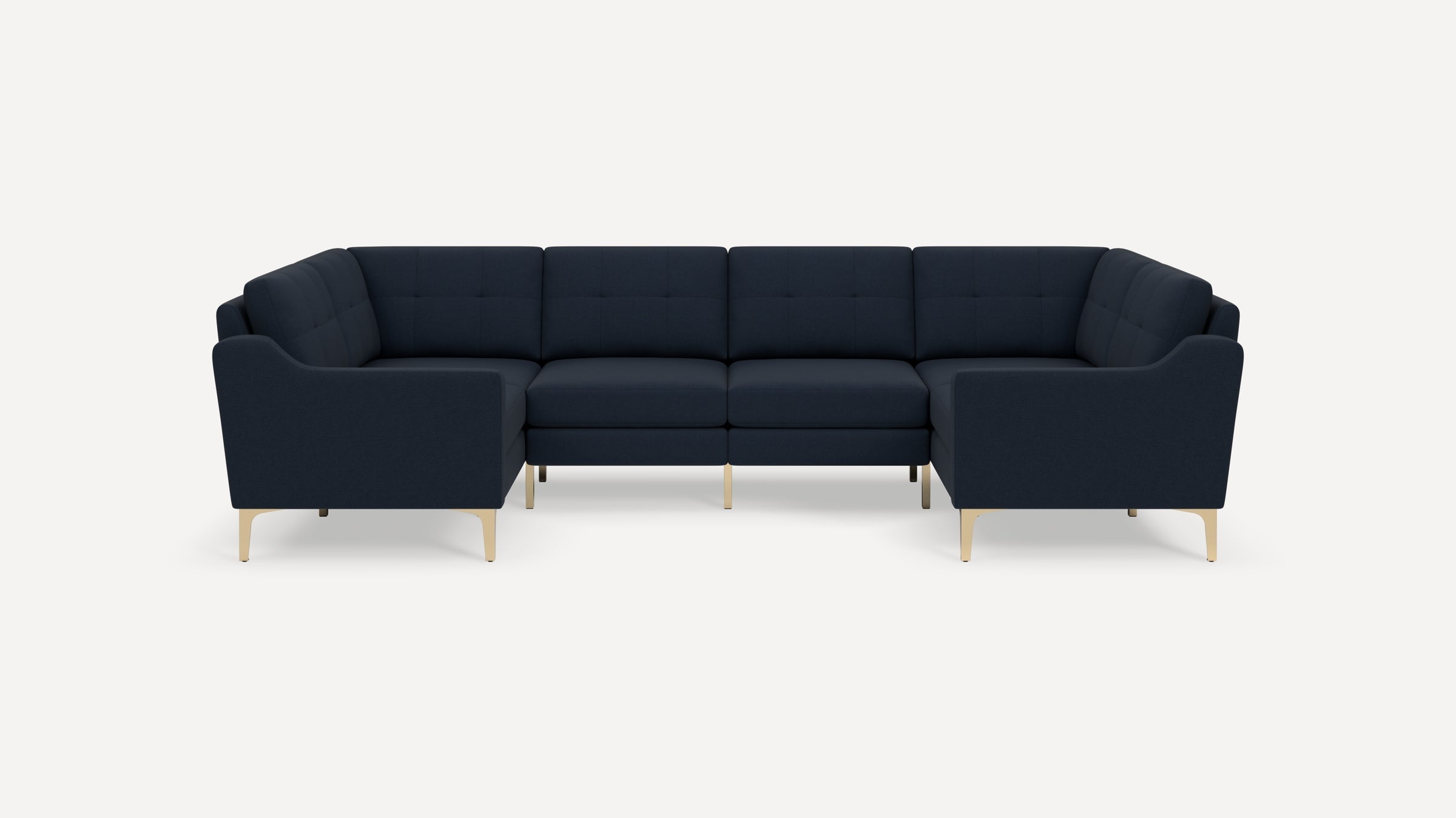 Nomad Plus 6-Seat U Sectional - Navy Blue - Performance Flatweave / Brass - Metal / Slope Arm