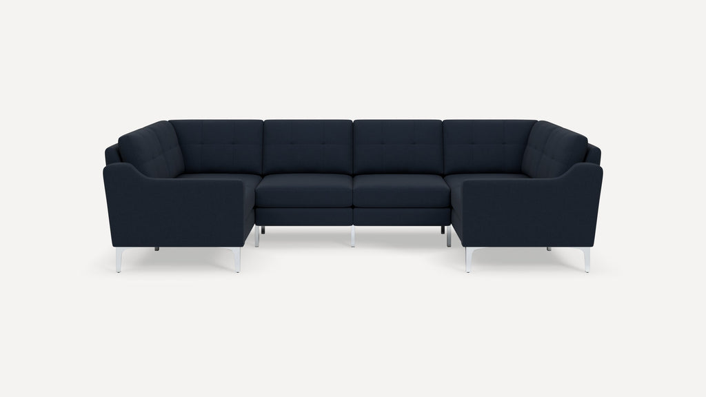 Nomad Plus 6-Seat U Sectional - Navy Blue - Performance Flatweave / Chrome - Metal / Slope Arm