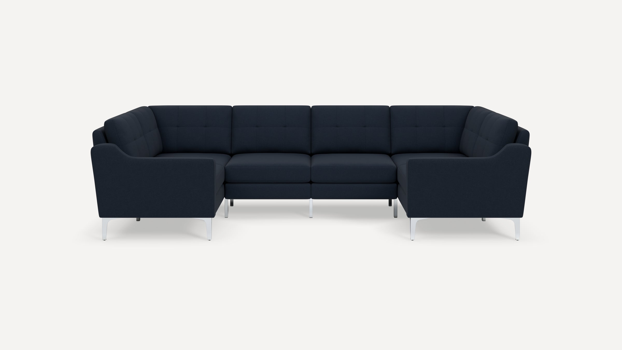 Nomad Plus 6-Seat U Sectional - Navy Blue - Performance Flatweave / Chrome - Metal / Slope Arm