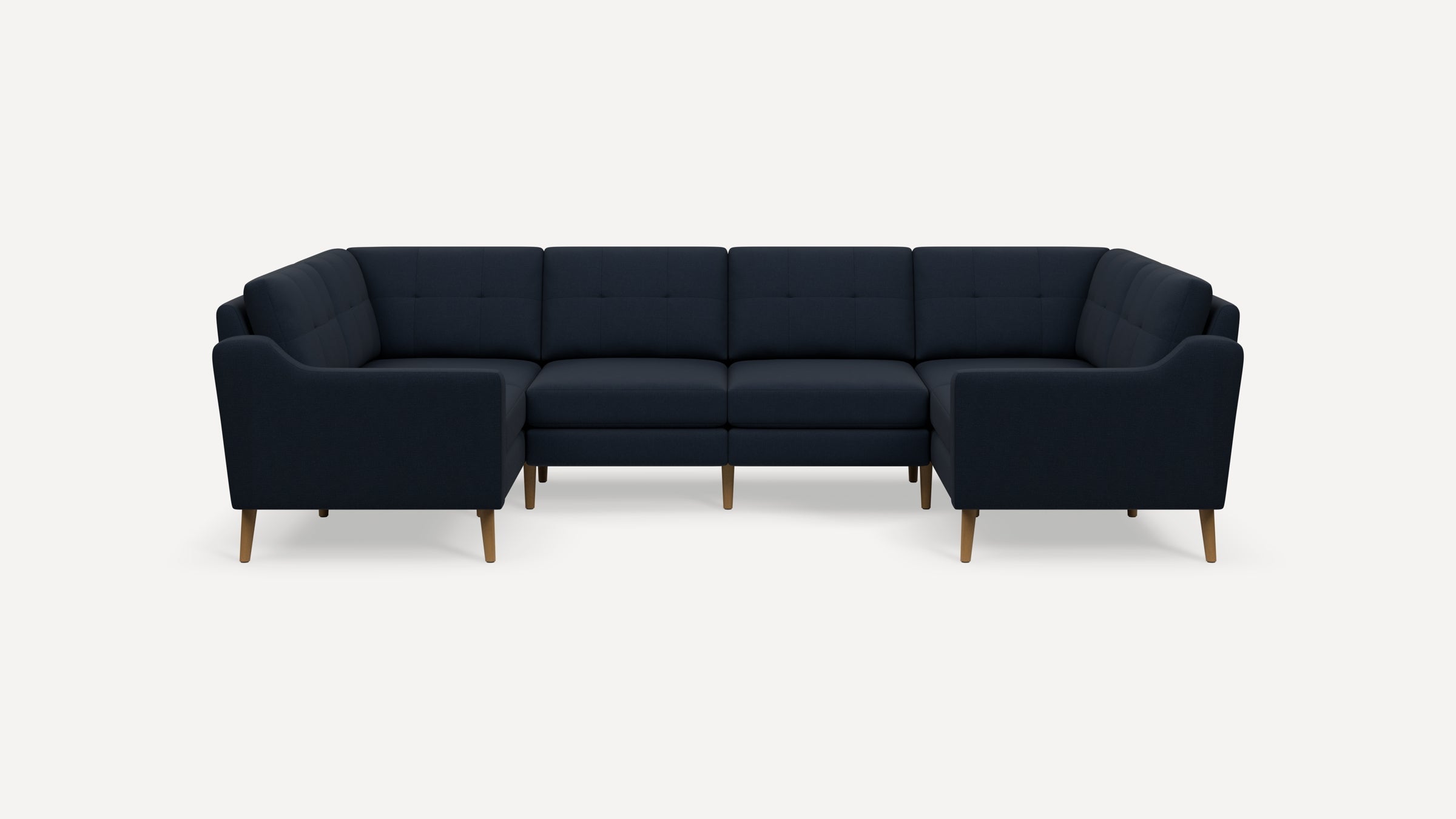 Nomad Plus 6-Seat U Sectional - Navy Blue - Performance Flatweave / Oak - Wood / Slope Arm