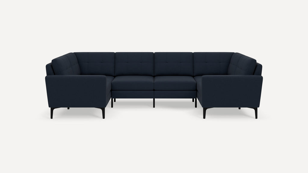 Nomad Plus 6-Seat U Sectional - Navy Blue - Performance Flatweave / Black - Metal / Block Arm