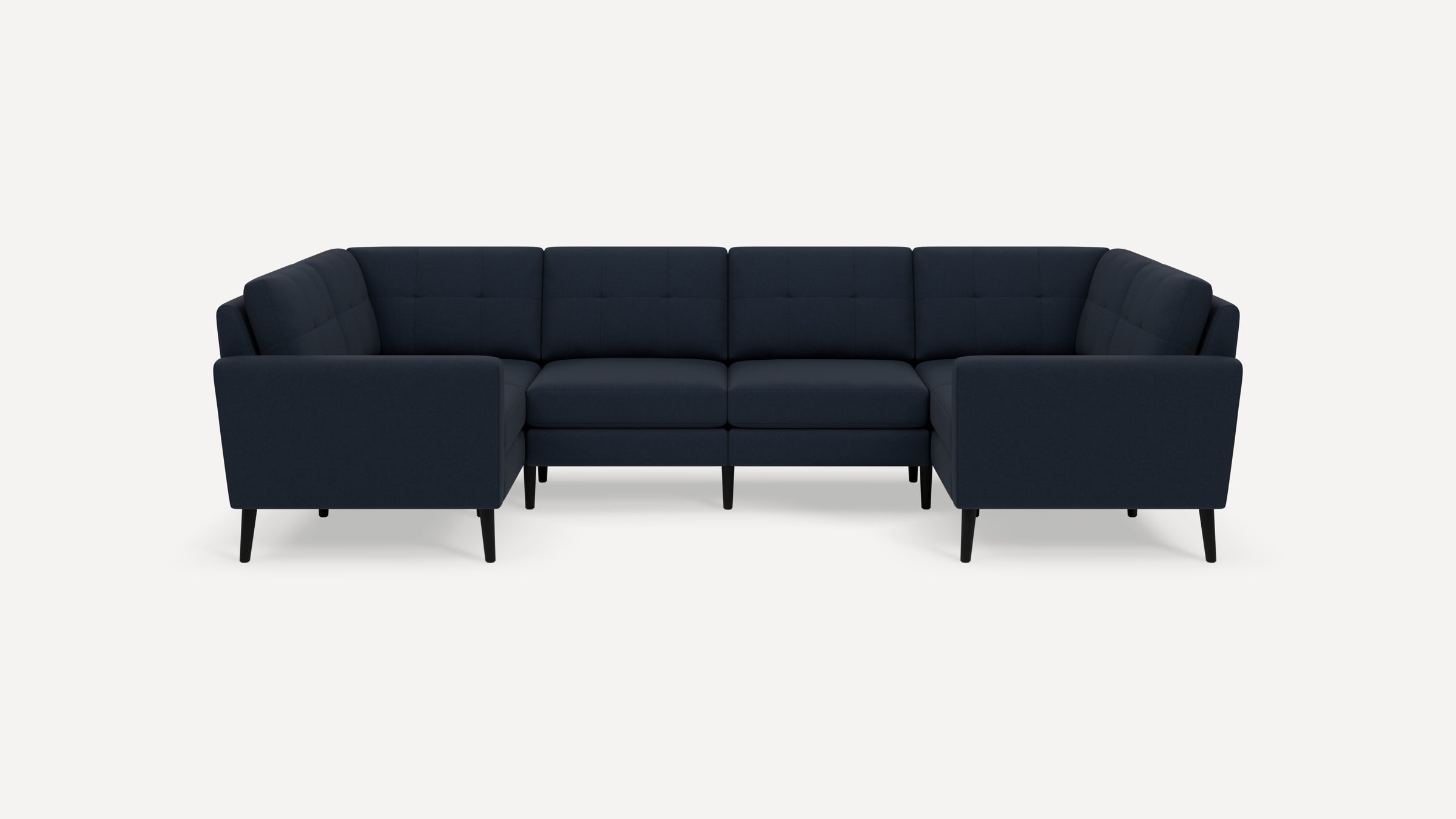 Nomad Plus 6-Seat U Sectional - Navy Blue - Performance Flatweave / Ebony - Wood / Block Arm