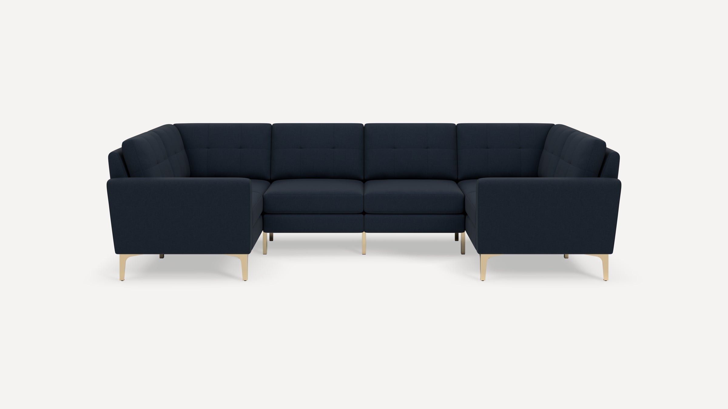 Nomad Plus 6-Seat U Sectional - Navy Blue - Performance Flatweave / Brass - Metal / Block Arm