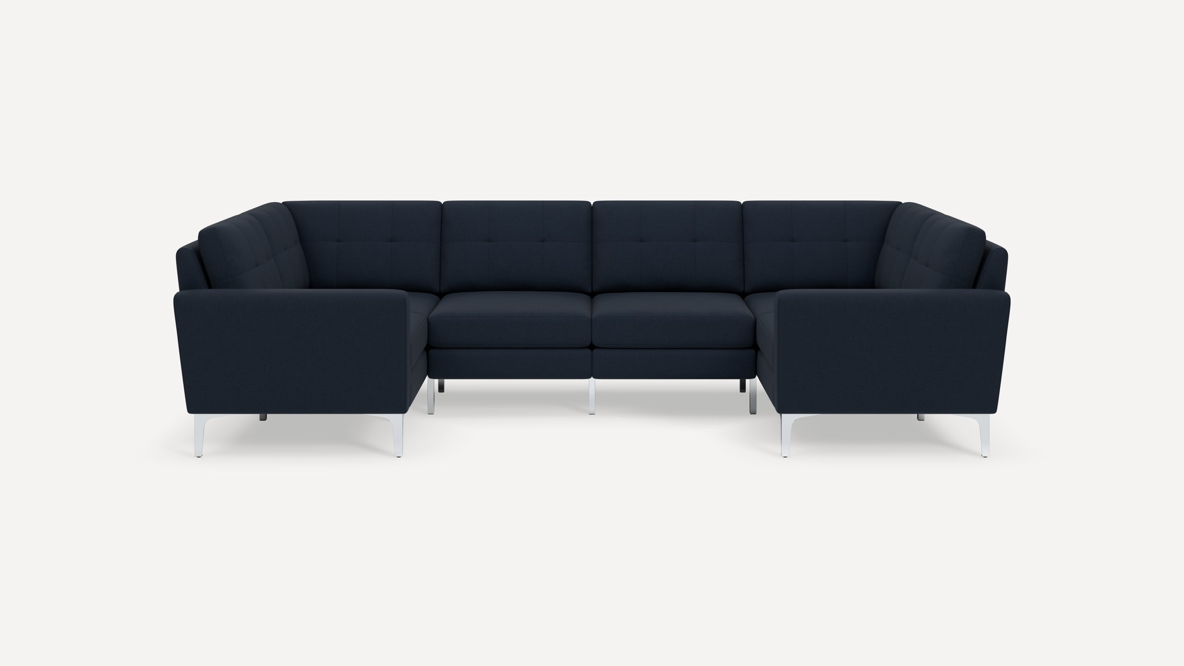 Nomad Plus 6-Seat U Sectional - Navy Blue - Performance Flatweave / Chrome - Metal / Block Arm
