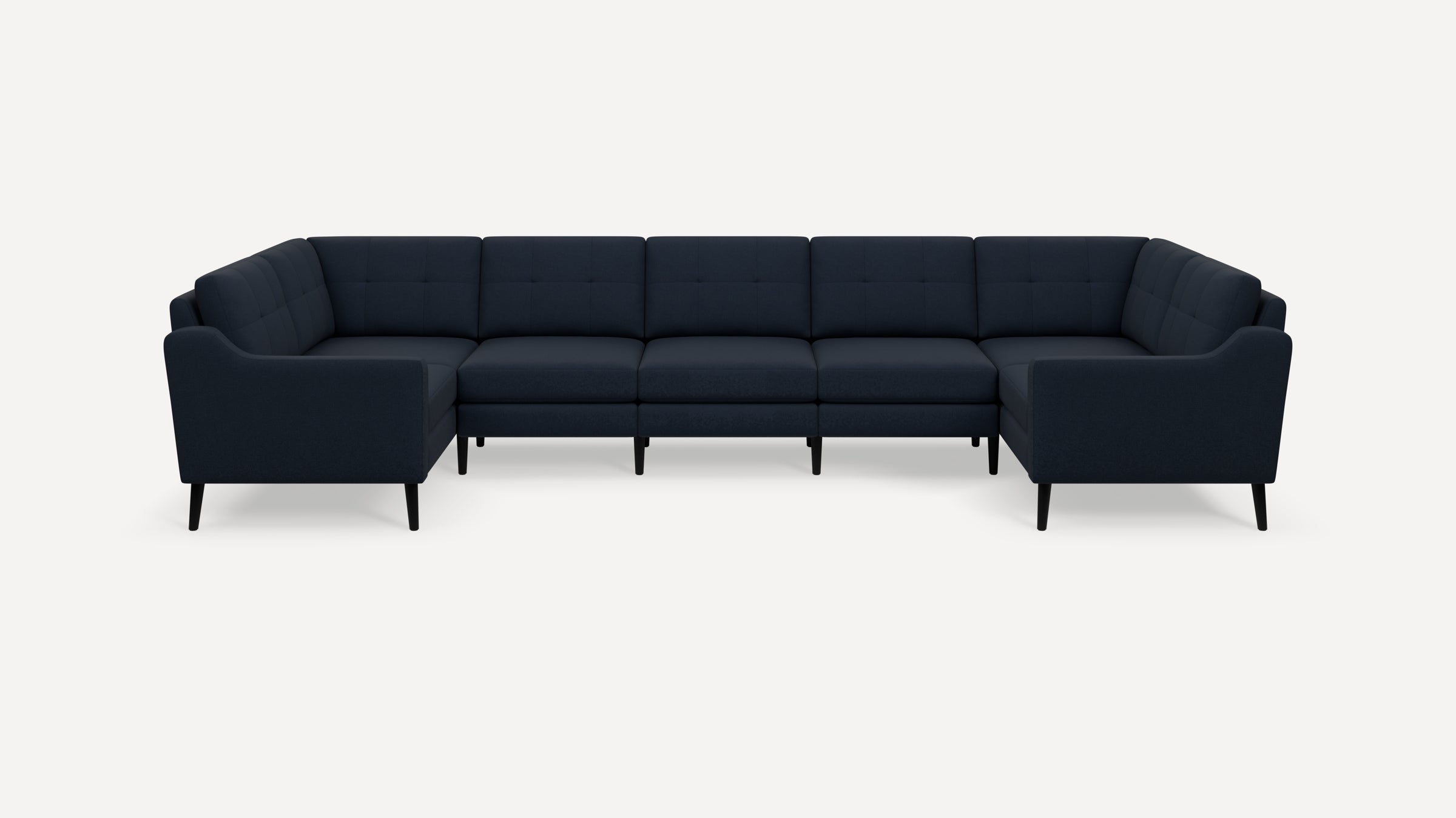 Nomad Plus 7-Seat U Sectional - Navy Blue - Performance Flatweave / Ebony - Wood / Slope Arm