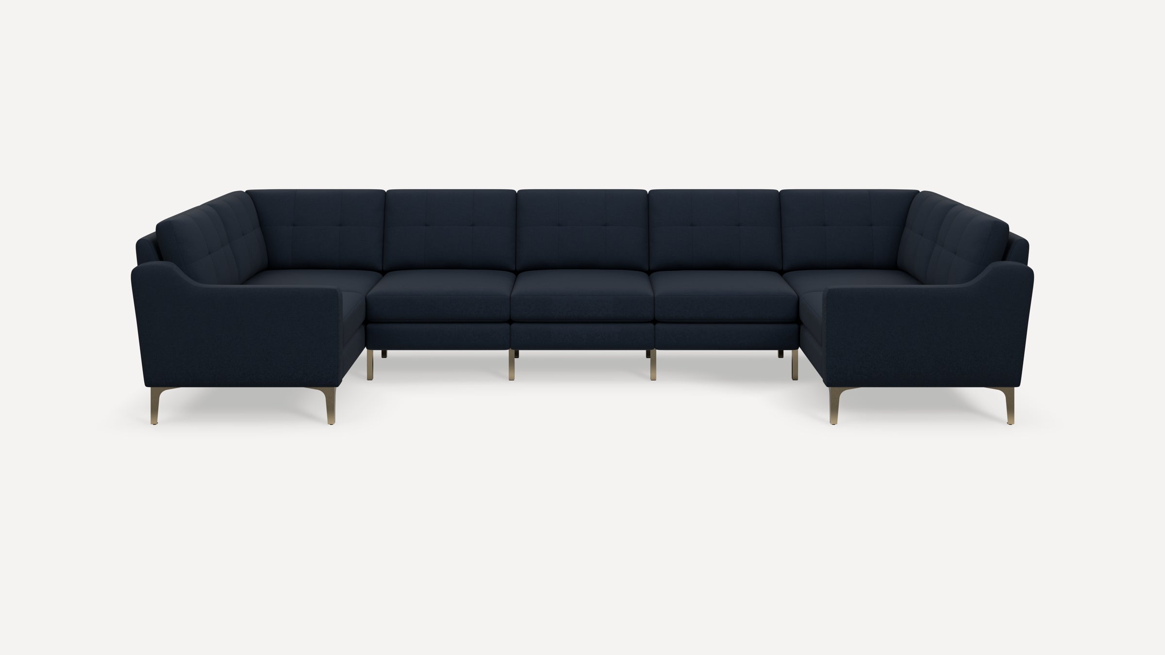 Nomad Plus 7-Seat U Sectional - Navy Blue - Performance Flatweave / Brass - Metal / Slope Arm