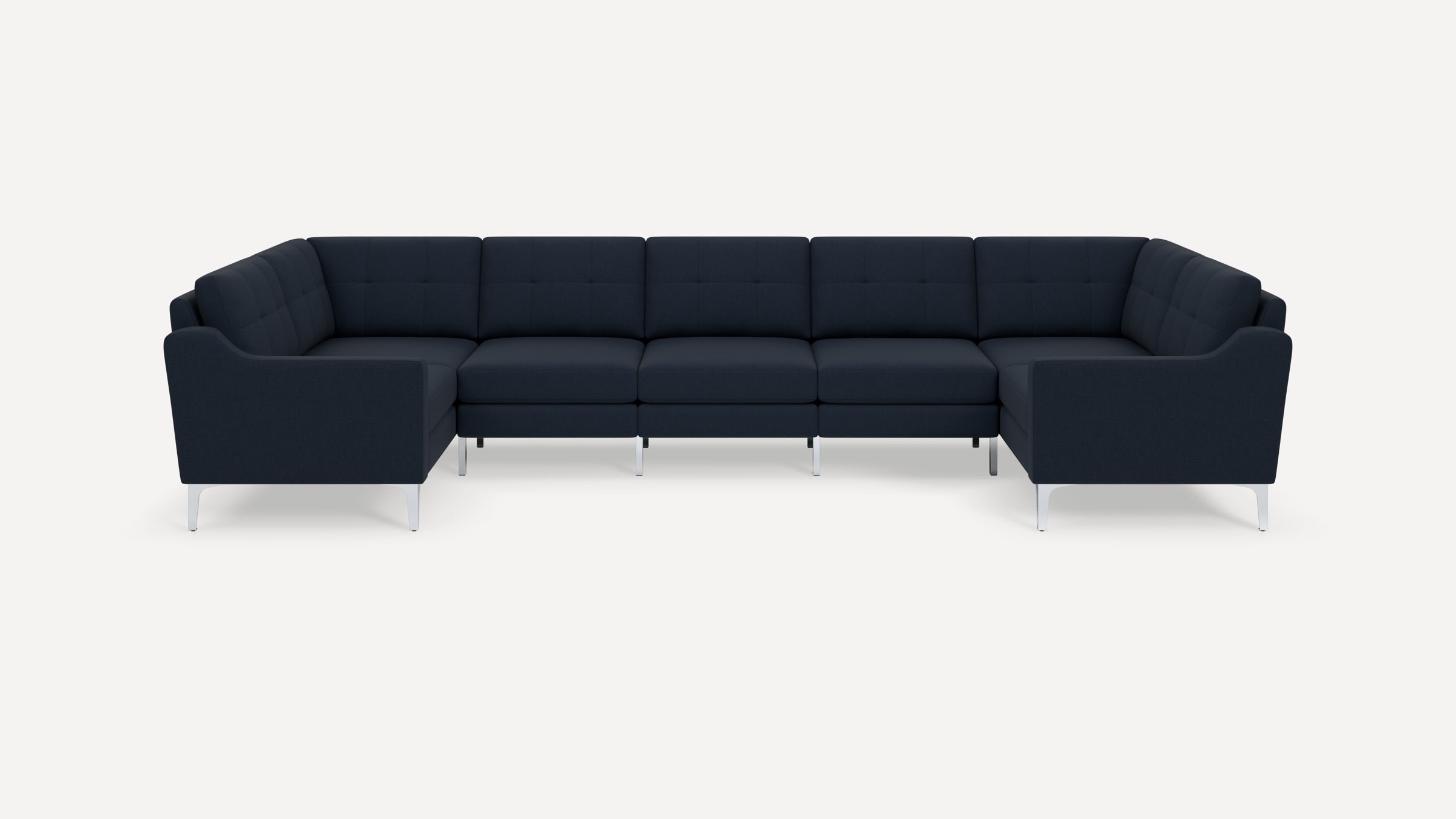 Nomad Plus 7-Seat U Sectional - Navy Blue - Performance Flatweave / Chrome - Metal / Slope Arm