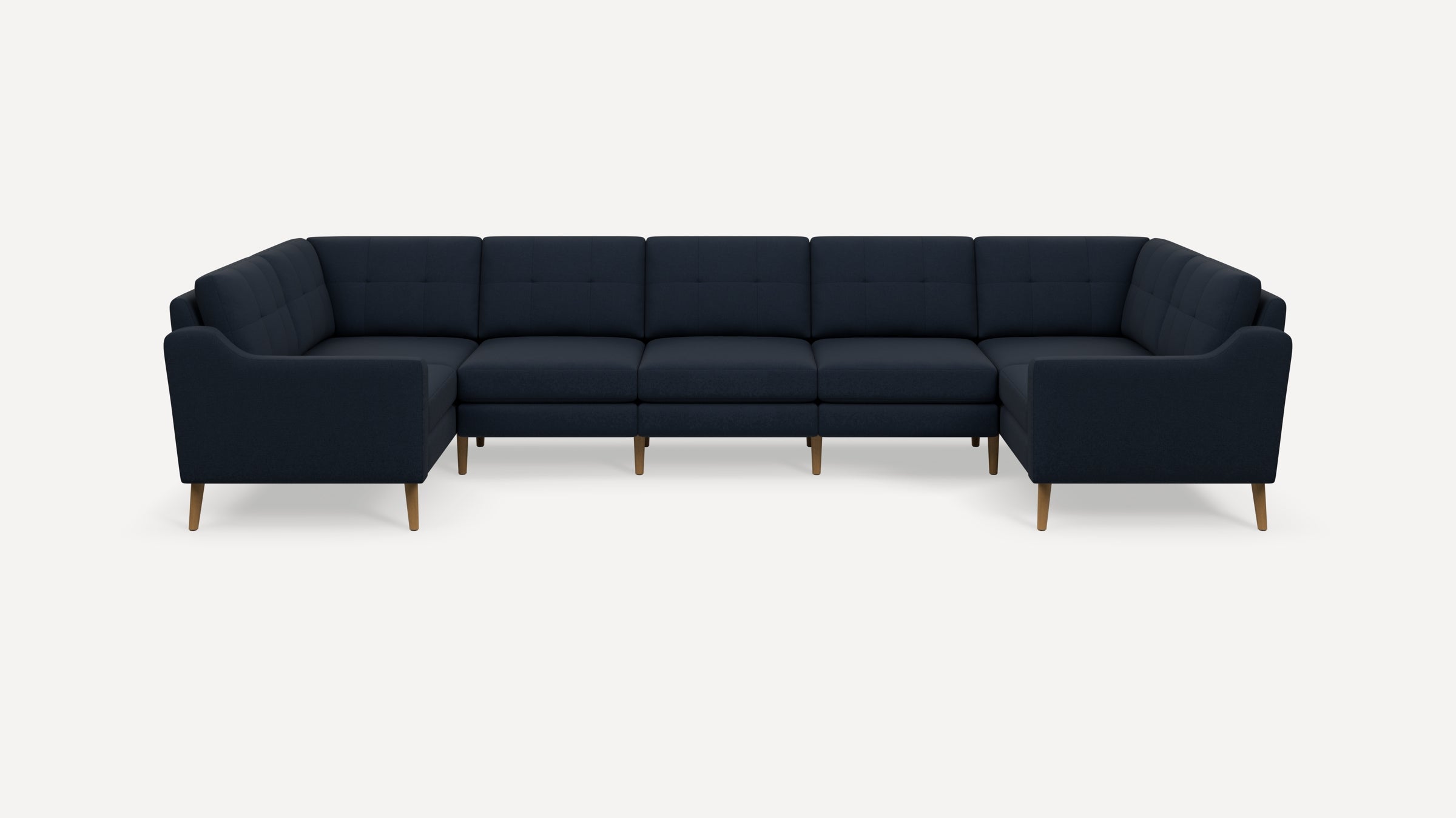 Nomad Plus 7-Seat U Sectional - Navy Blue - Performance Flatweave / Oak - Wood / Slope Arm