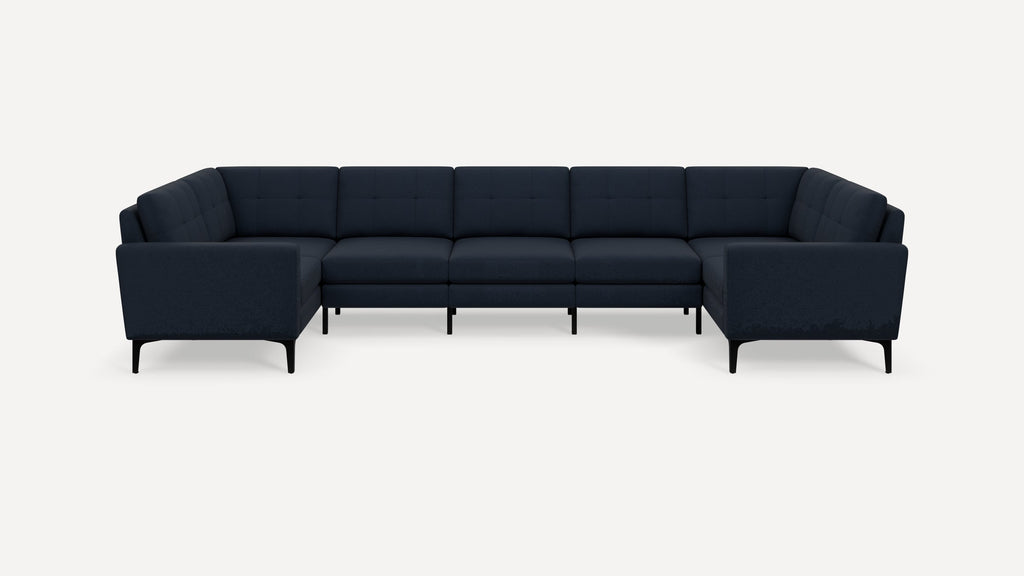 Nomad Plus 7-Seat U Sectional - Navy Blue - Performance Flatweave / Black - Metal / Block Arm