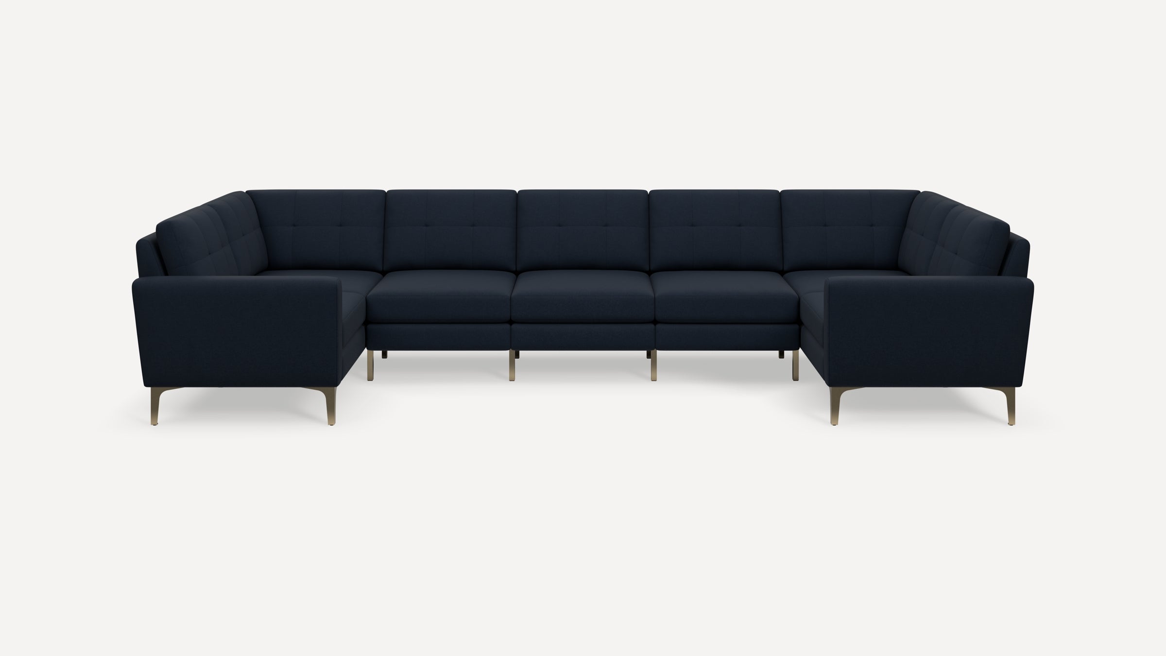 Nomad Plus 7-Seat U Sectional - Navy Blue - Performance Flatweave / Brass - Metal / Block Arm