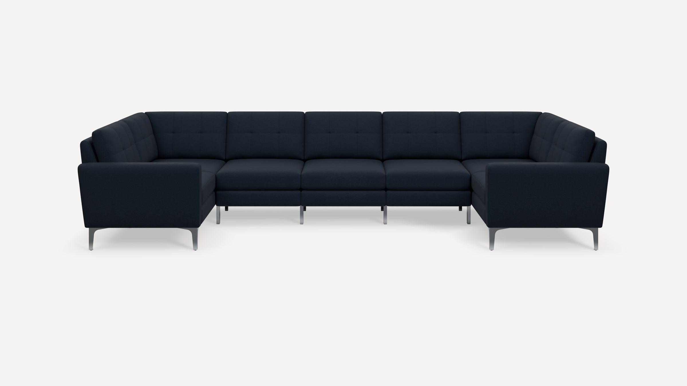 Nomad Plus 7-Seat U Sectional - Navy Blue - Performance Flatweave / Chrome - Metal / Block Arm