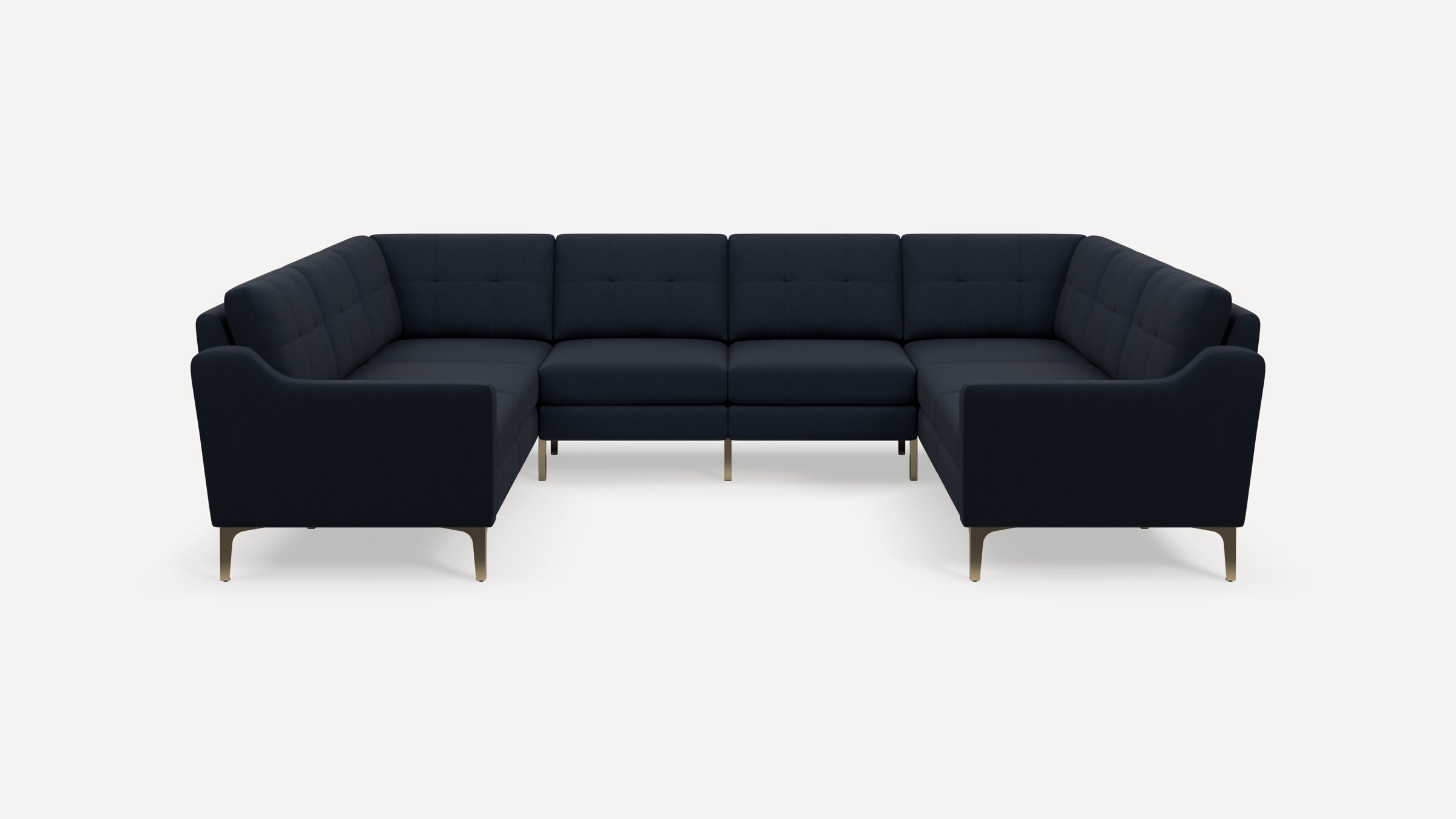 Nomad Plus 8-Seat U Sectional - Navy Blue - Performance Flatweave / Brass - Metal / Slope Arm