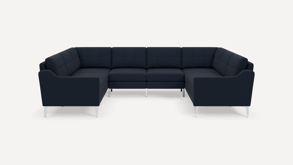 Nomad Plus 8-Seat U Sectional - Navy Blue - Performance Flatweave / Chrome - Metal / Slope Arm