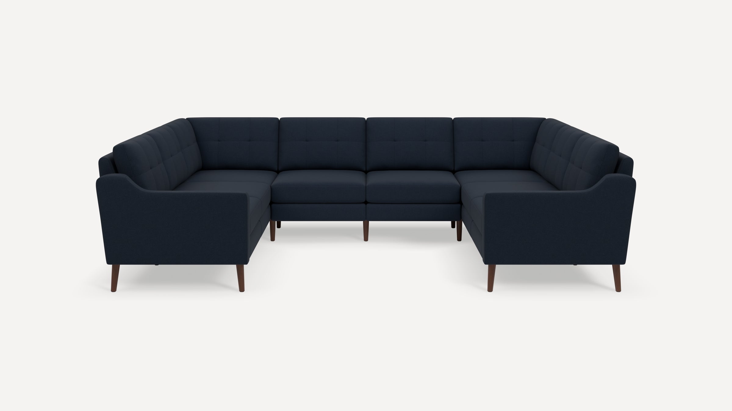 Nomad Plus 8-Seat U Sectional - Navy Blue - Performance Flatweave / Walnut - Wood / Slope Arm