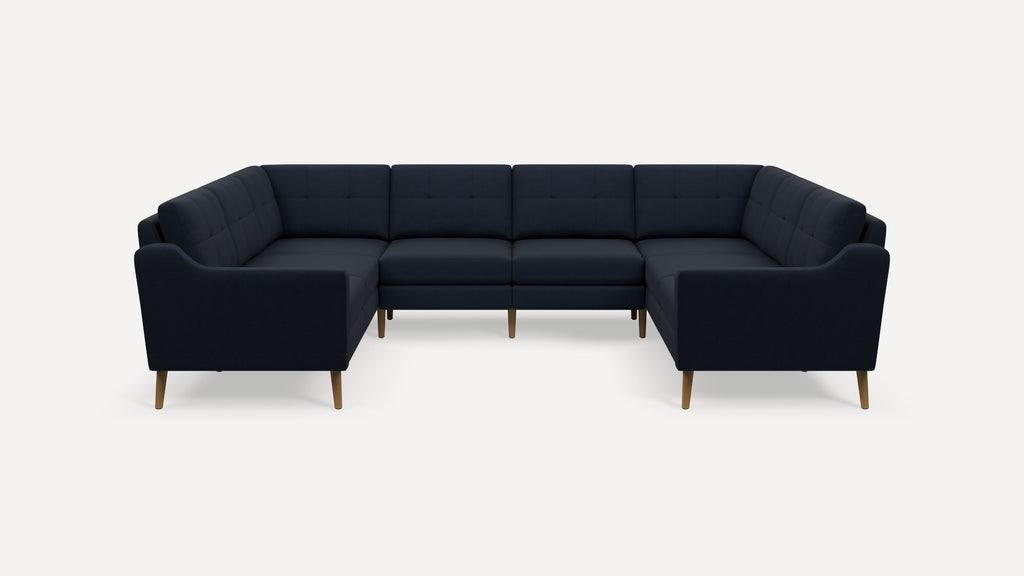 Nomad Plus 8-Seat U Sectional - Navy Blue - Performance Flatweave / Oak - Wood / Slope Arm