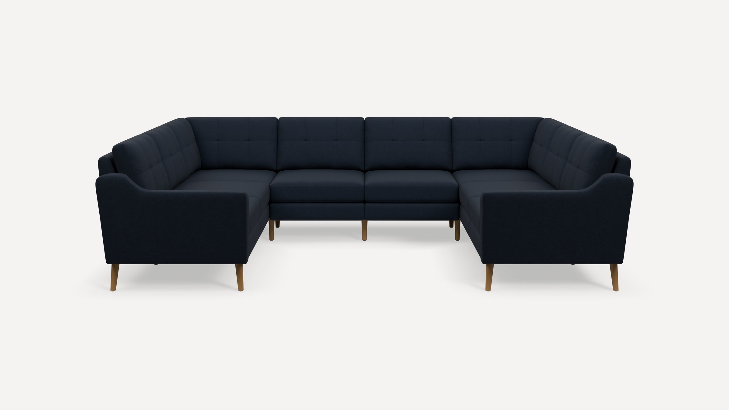 Nomad Plus 8-Seat U Sectional - Navy Blue - Performance Flatweave / Oak - Wood / Slope Arm
