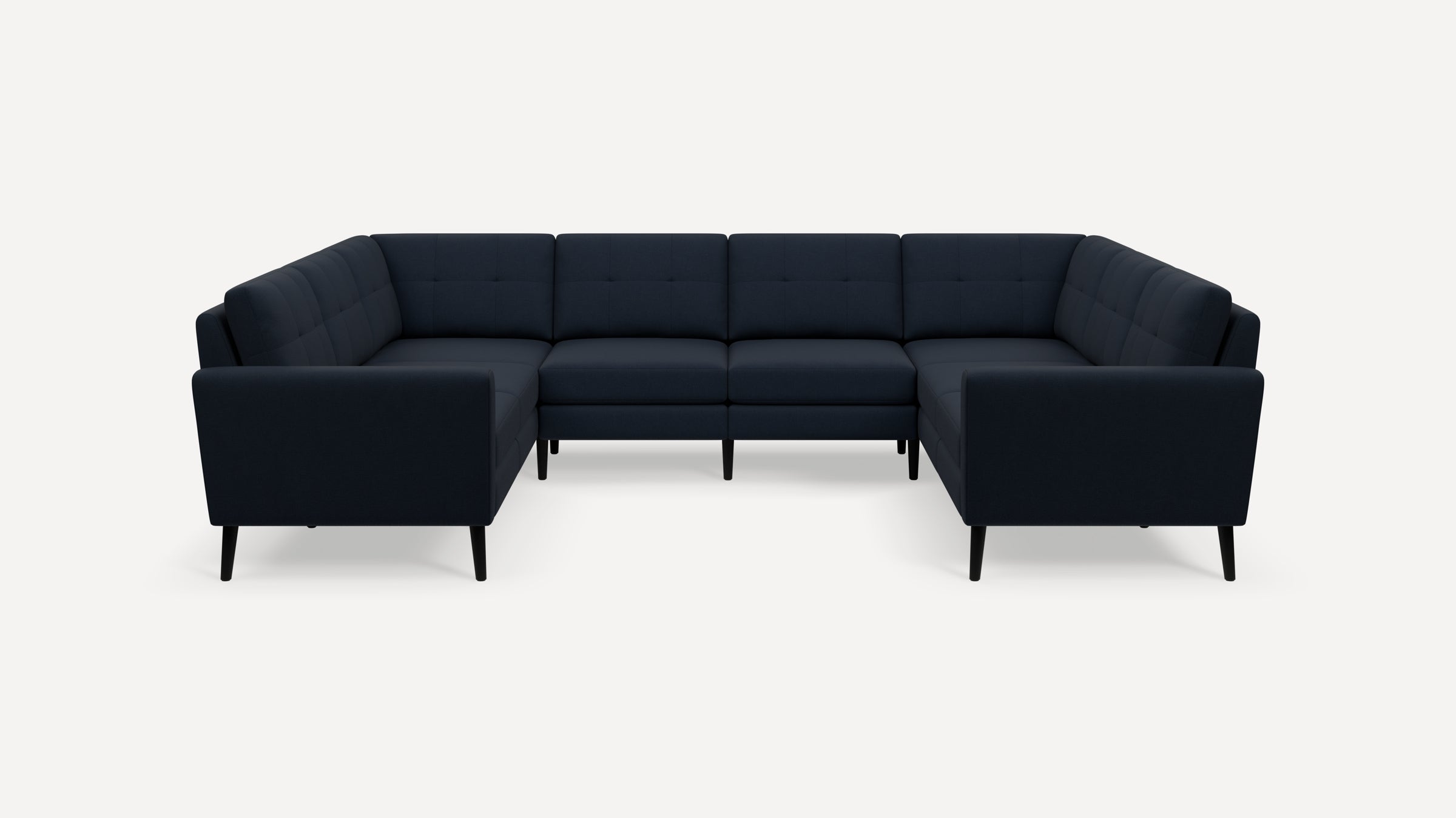Nomad Plus 8-Seat U Sectional - Navy Blue - Performance Flatweave / Ebony - Wood / Block Arm