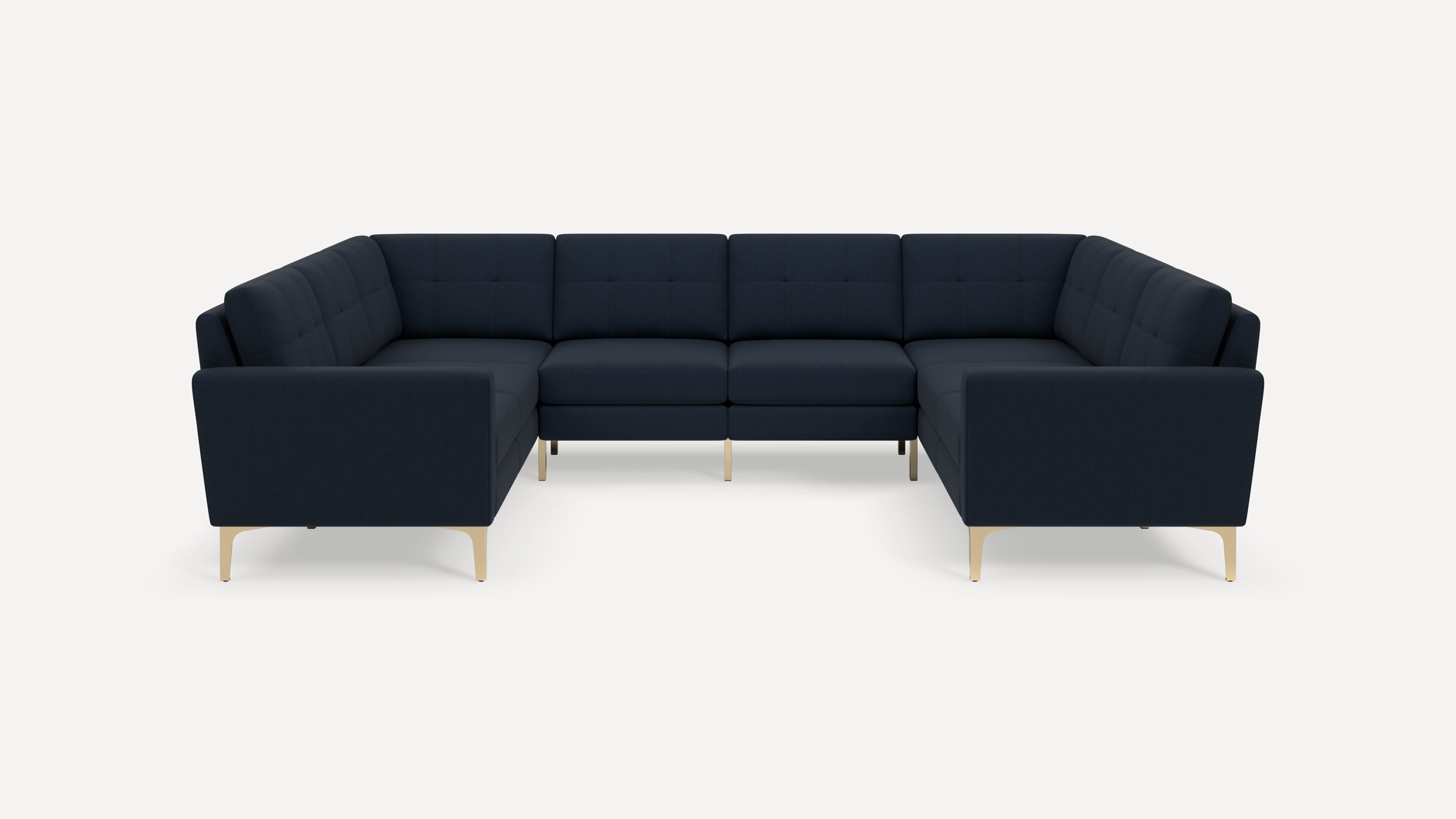 Nomad Plus 8-Seat U Sectional - Navy Blue - Performance Flatweave / Brass - Metal / Block Arm