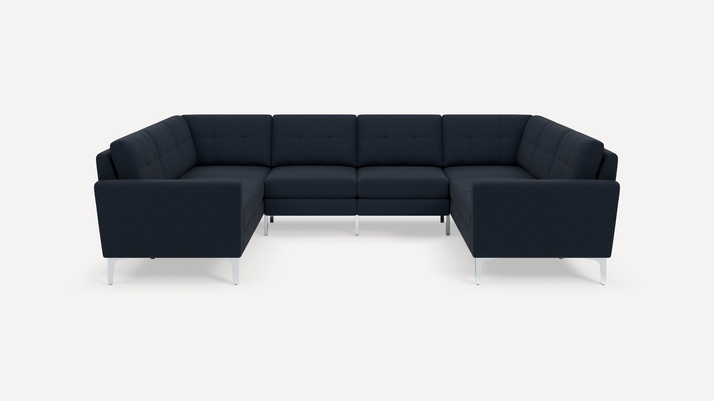 Nomad Plus 8-Seat U Sectional - Navy Blue - Performance Flatweave / Chrome - Metal / Block Arm