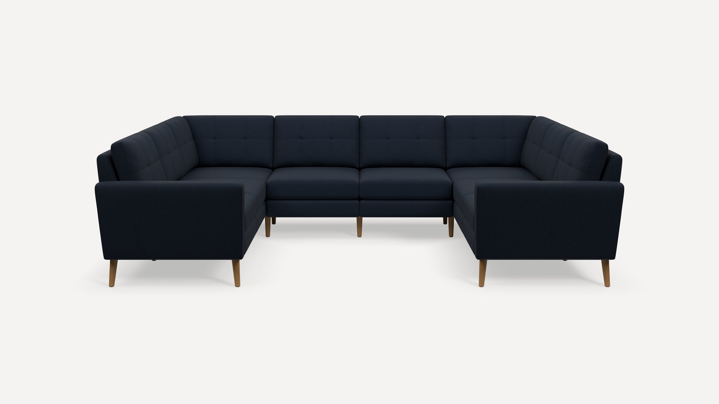 Nomad Plus 8-Seat U Sectional - Navy Blue - Performance Flatweave / Oak - Wood / Block Arm