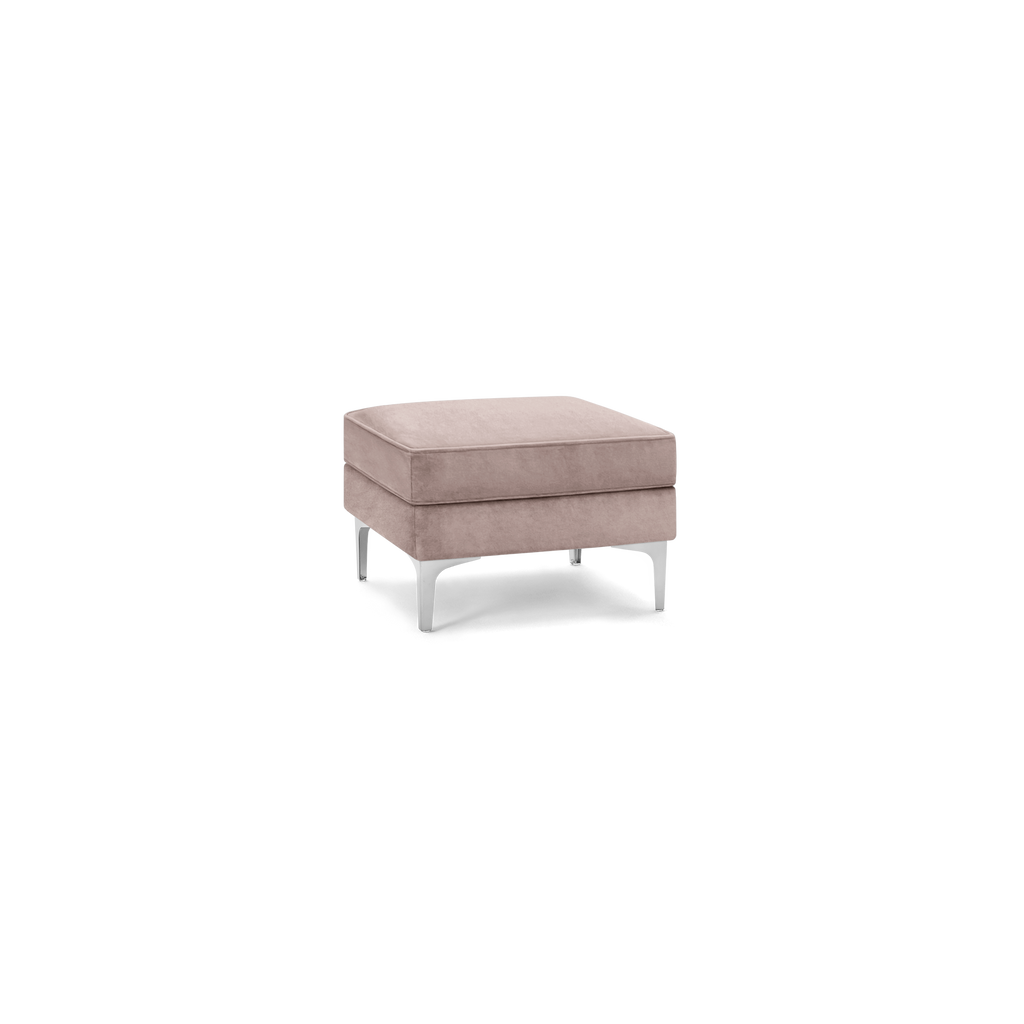 Nomad Velvet Ottoman - Dusk - Performance Velvet / Chrome - Metal