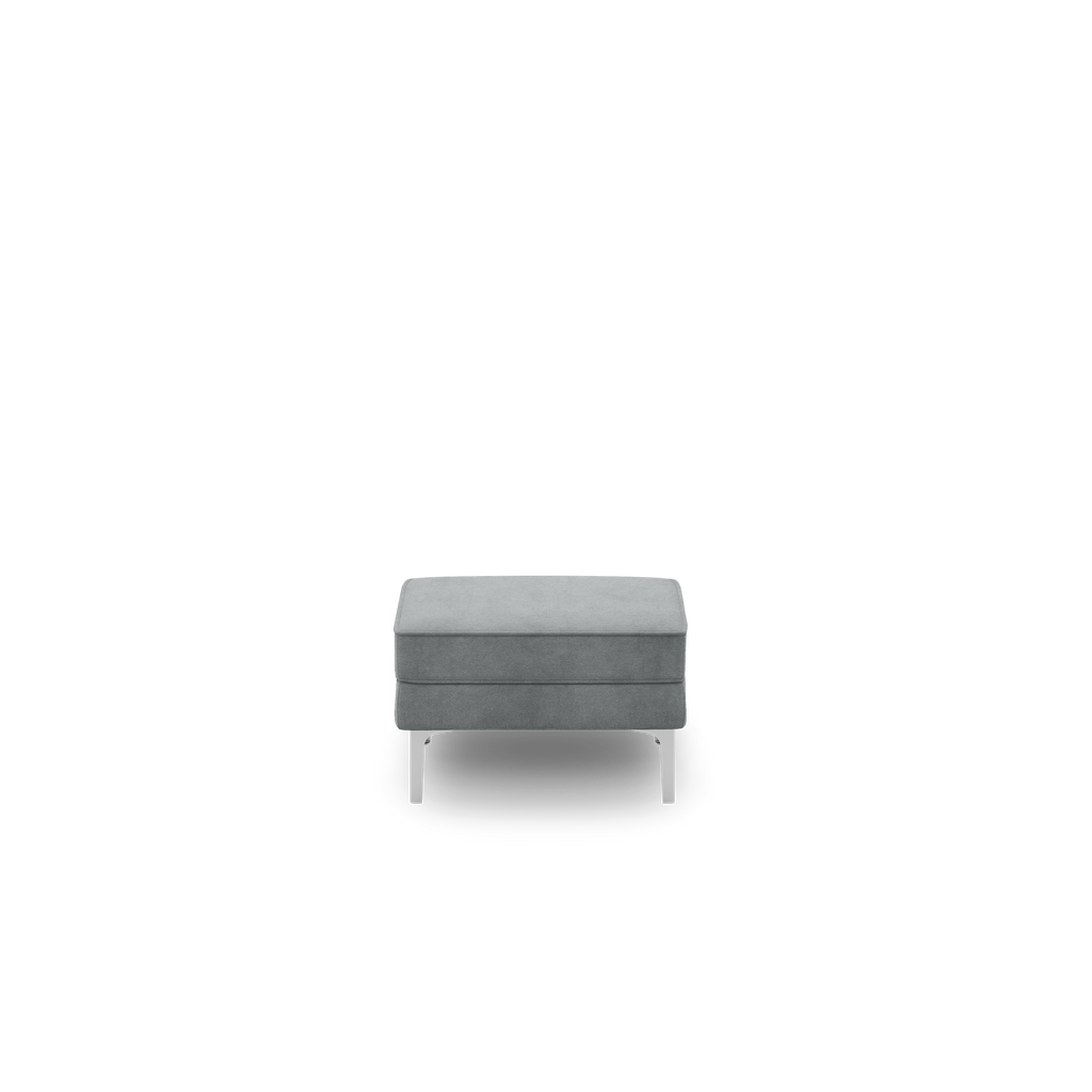 Nomad Velvet Ottoman - Feather - Performance Velvet / Chrome - Metal