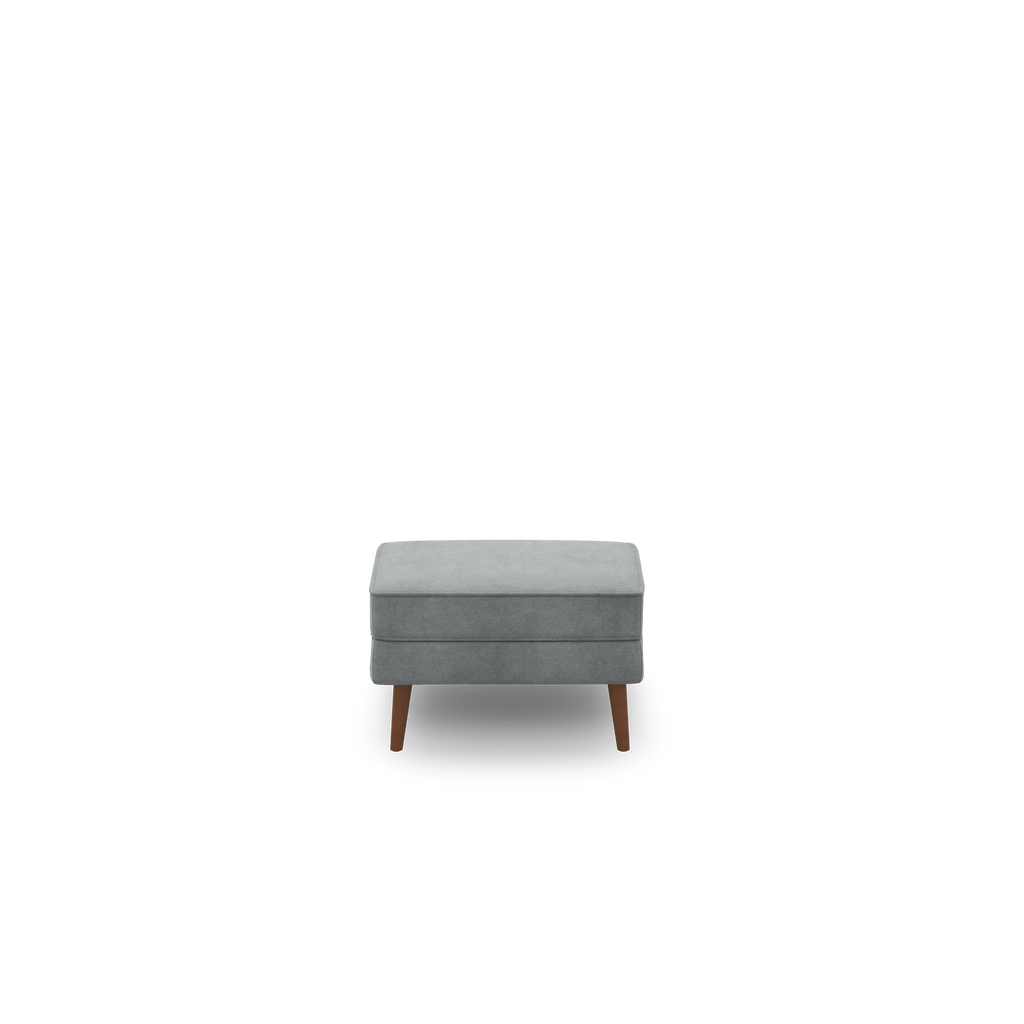 Nomad Velvet Ottoman - Feather - Performance Velvet / Walnut - Wood