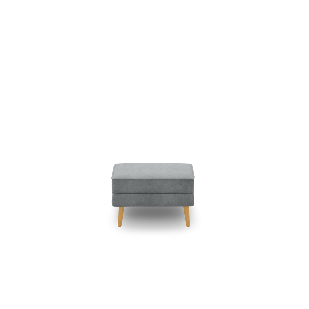 Nomad Velvet Ottoman - Feather - Performance Velvet / Oak - Wood