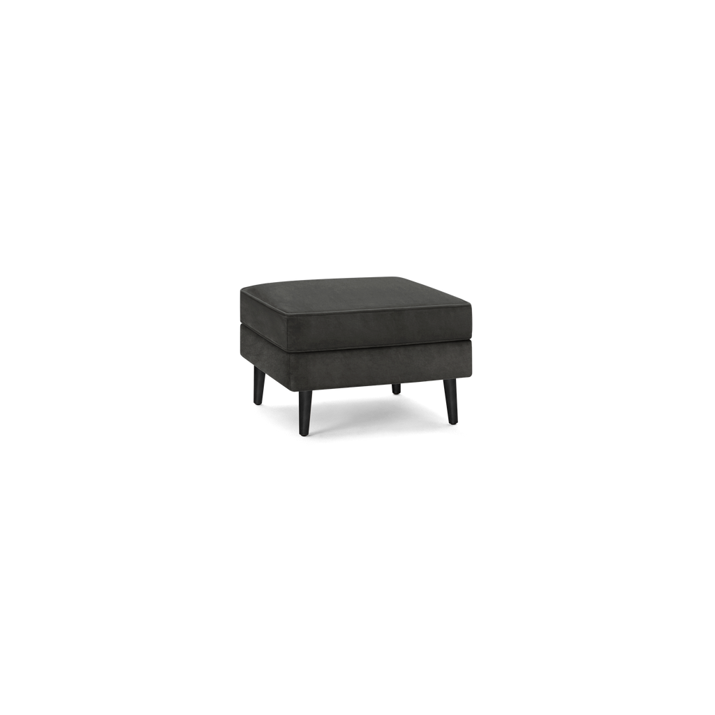 Nomad Velvet Ottoman - Graphite Gray - Performance Velvet / Ebony - Wood