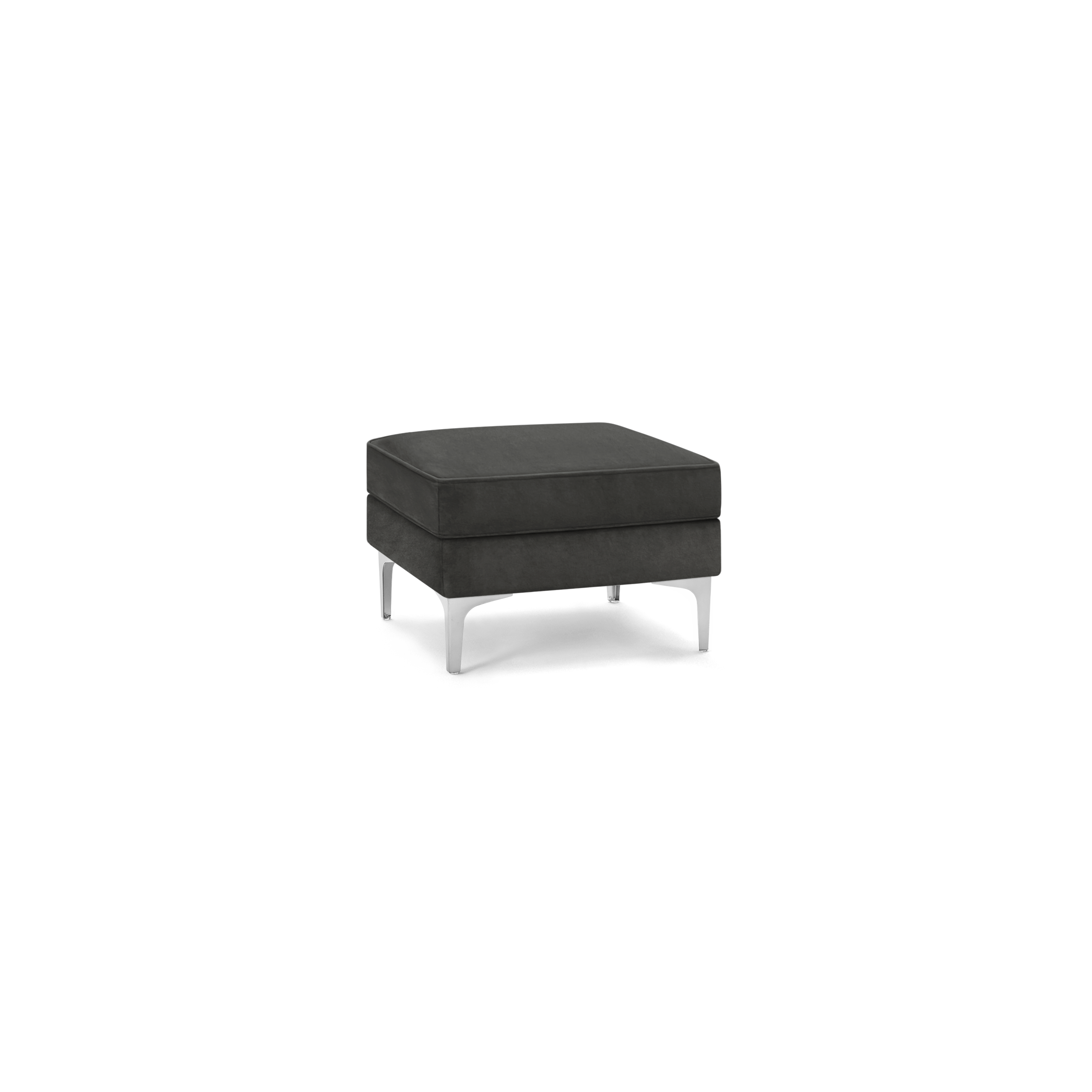 Nomad Velvet Ottoman - Graphite Gray - Performance Velvet / Chrome - Metal