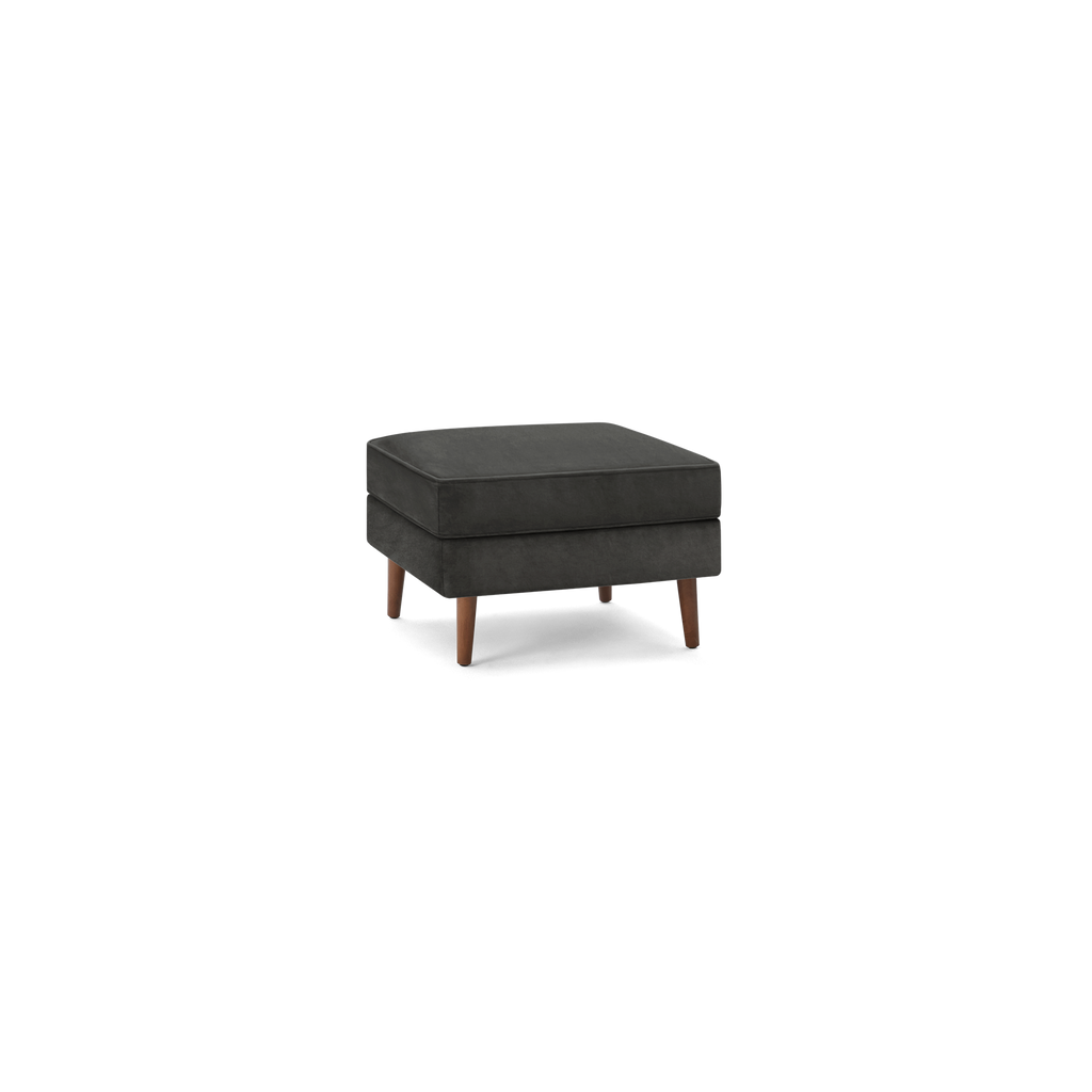 Nomad Velvet Ottoman - Graphite Gray - Performance Velvet / Walnut - Wood