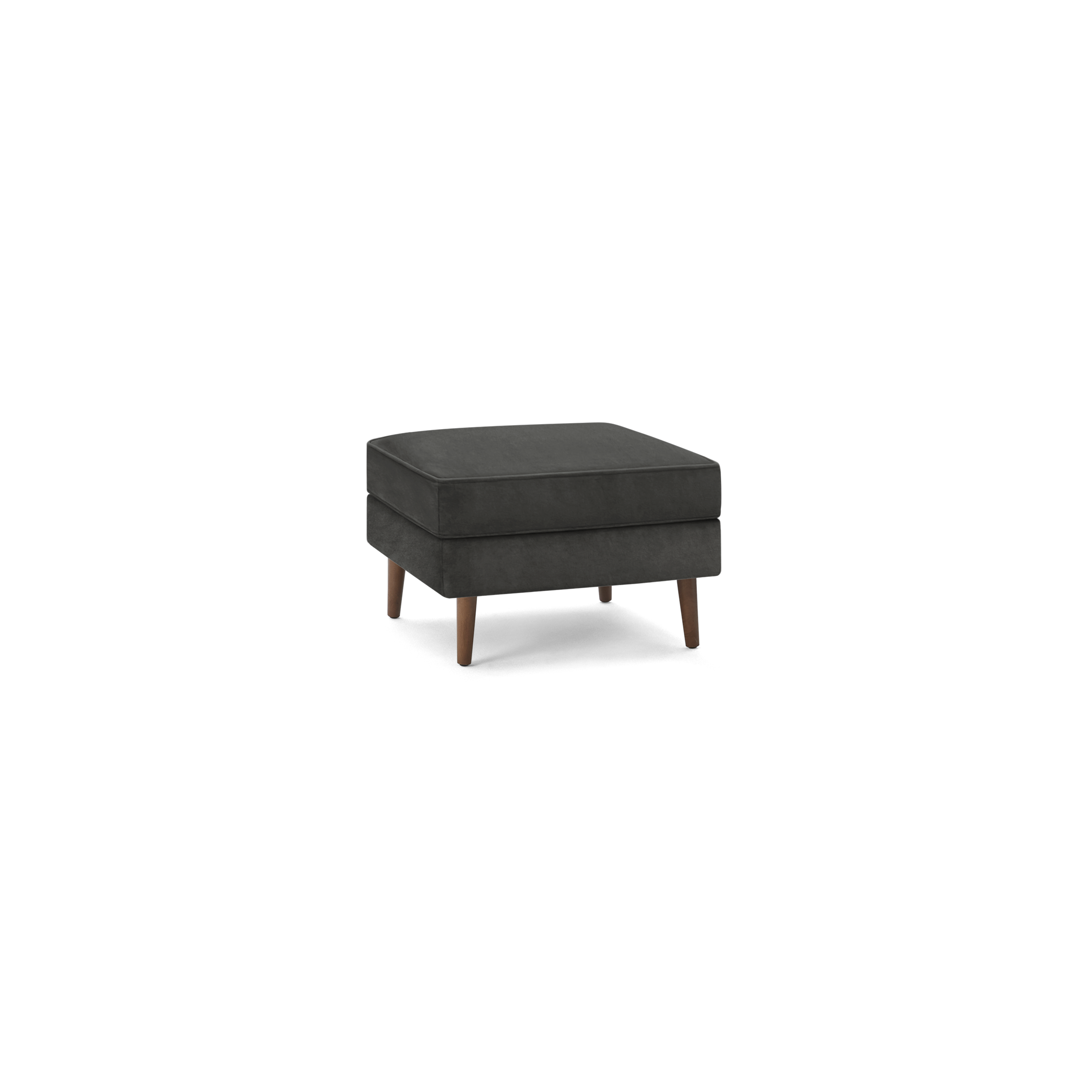Nomad Velvet Ottoman - Graphite Gray - Performance Velvet / Walnut - Wood