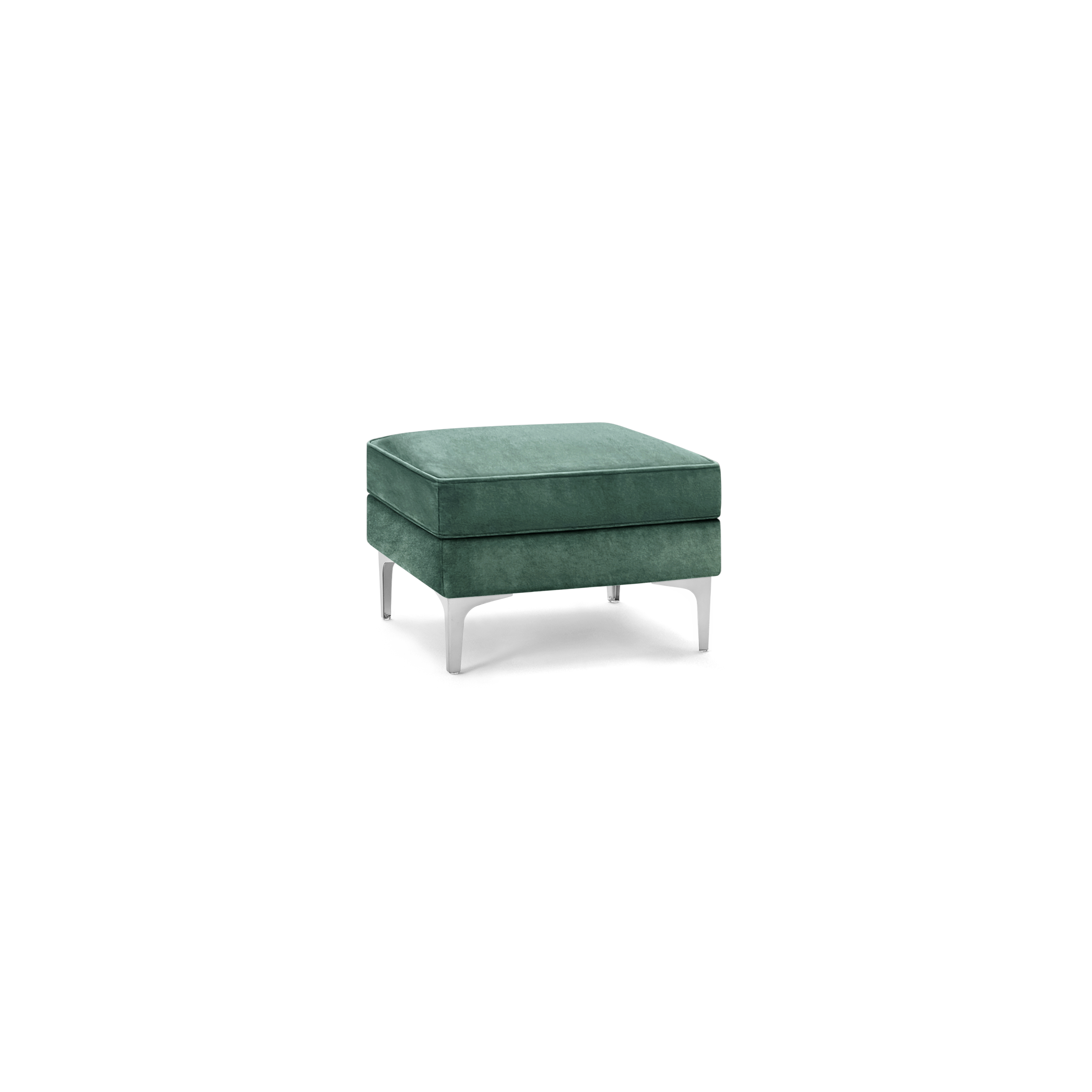 Nomad Velvet Ottoman - Jade - Performance Velvet / Chrome - Metal