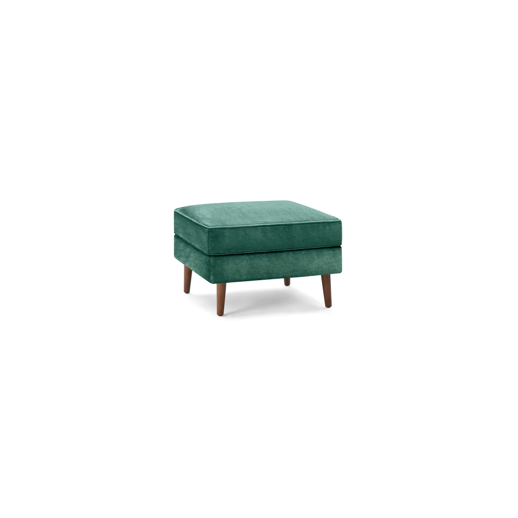 Nomad Velvet Ottoman - Jade - Performance Velvet / Walnut - Wood