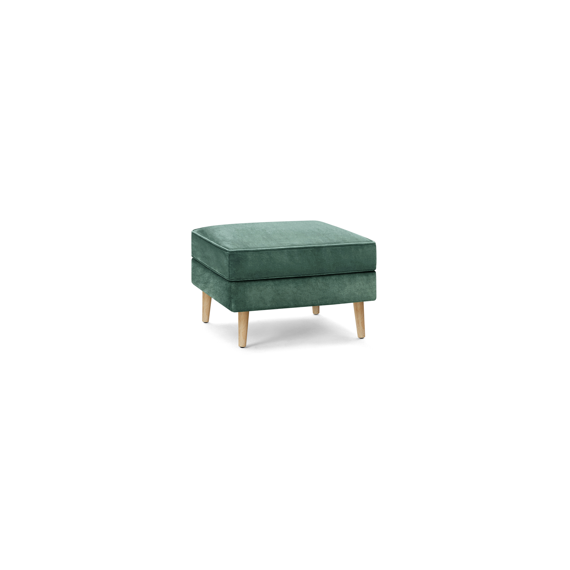 Nomad Velvet Ottoman - Jade - Performance Velvet / Oak - Wood