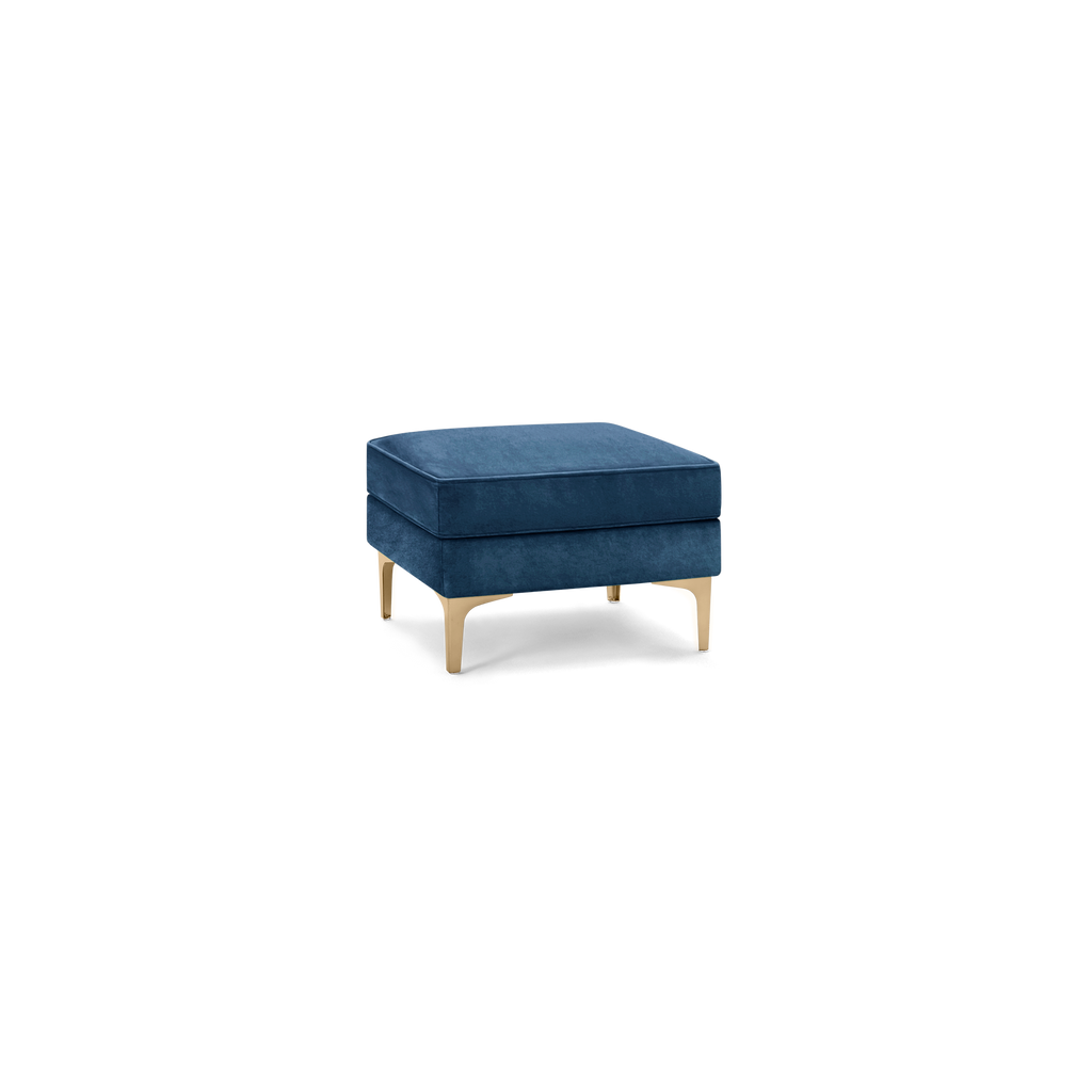 Nomad Velvet Ottoman - Midnight - Performance Velvet / Brass - Metal