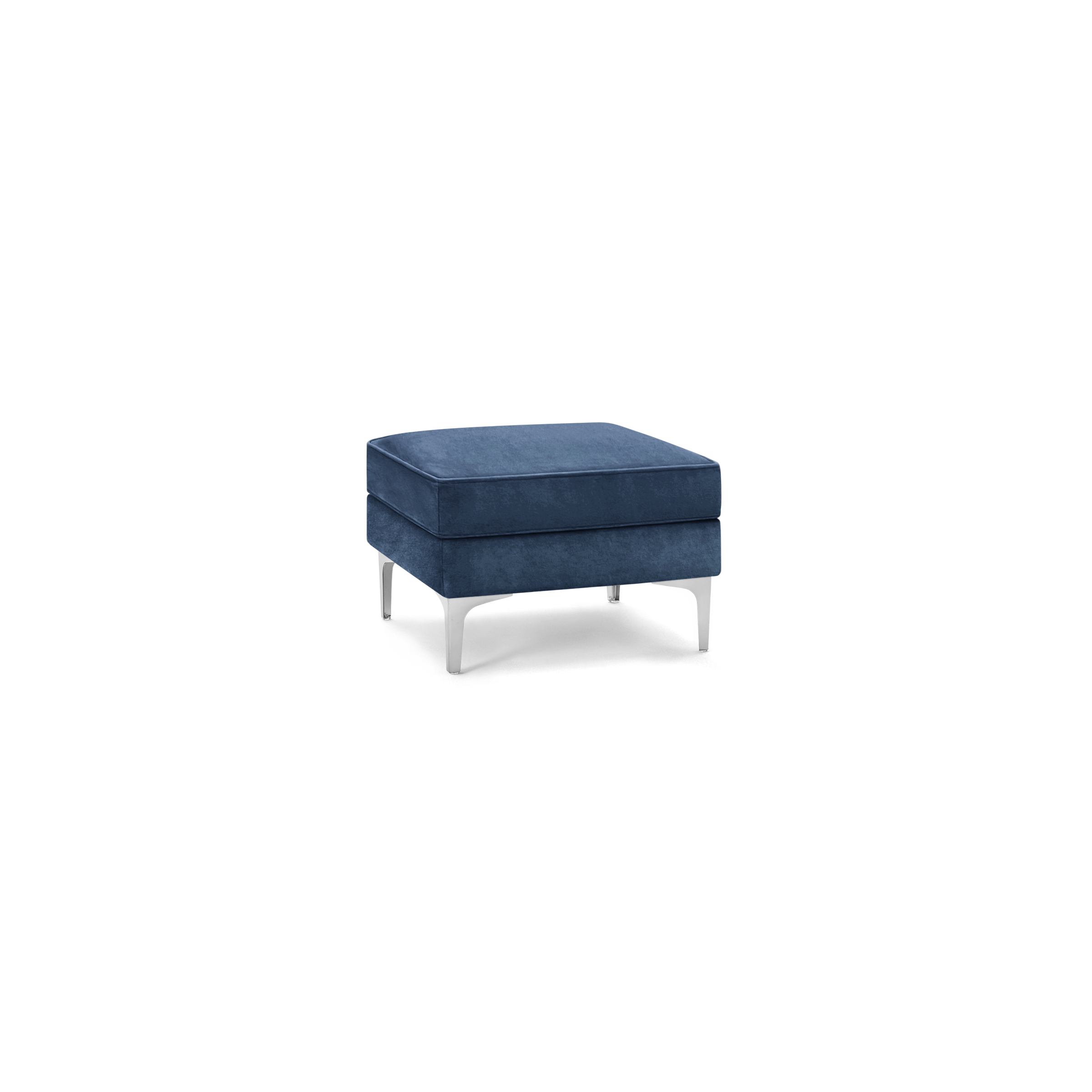 Nomad Velvet Ottoman - Midnight - Performance Velvet / Chrome - Metal