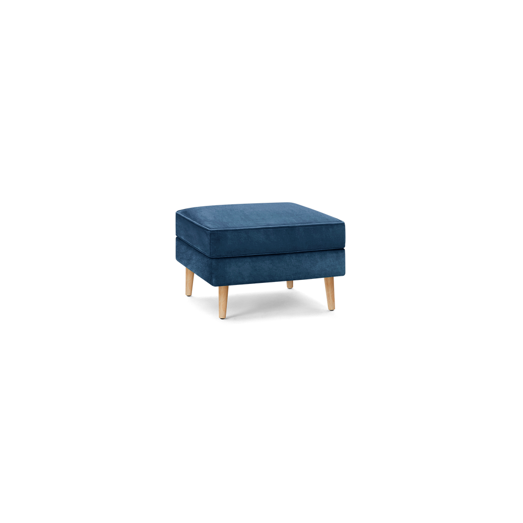 Nomad Velvet Ottoman - Midnight - Performance Velvet / Oak - Wood