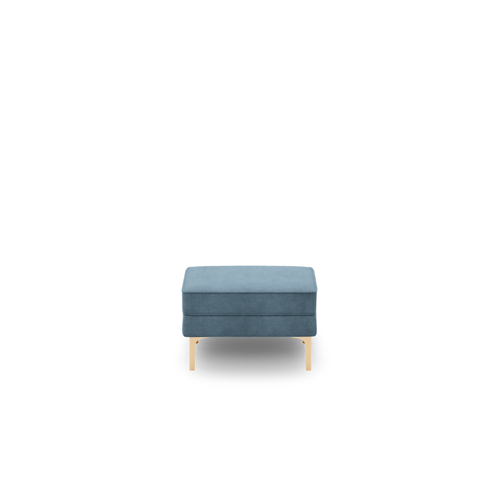 Nomad Velvet Ottoman - Ocean - Performance Velvet / Brass - Metal