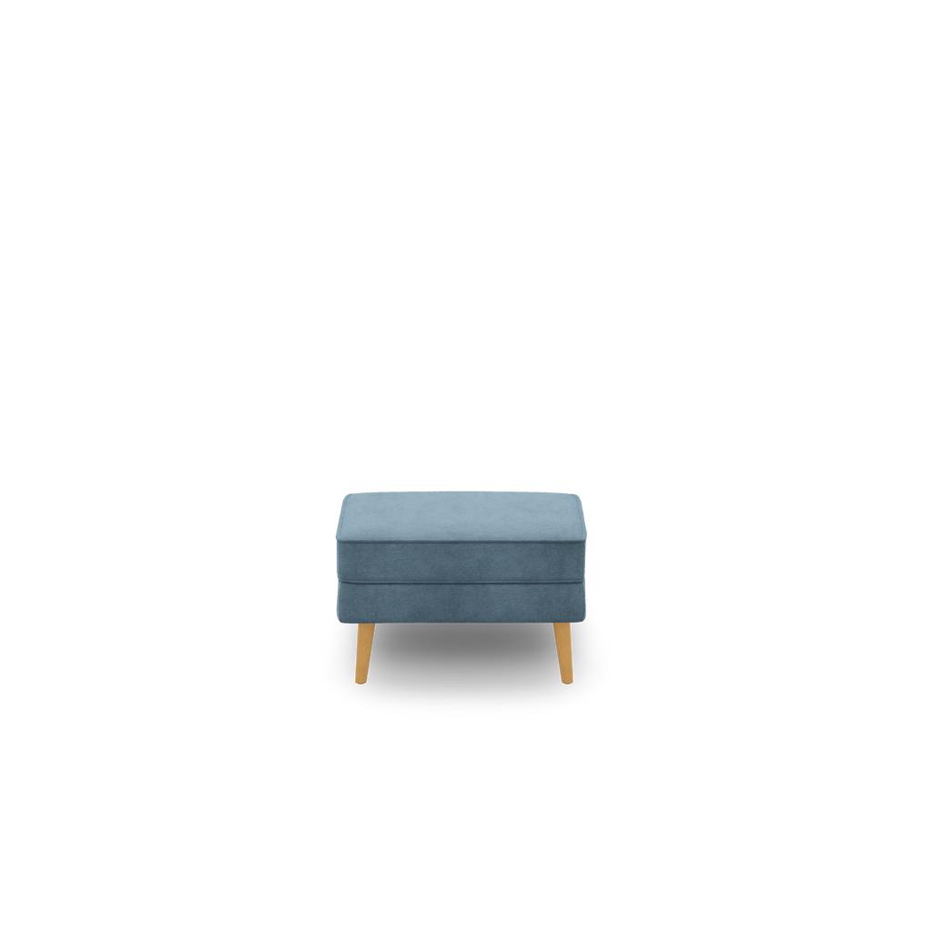 Nomad Velvet Ottoman - Ocean - Performance Velvet / Oak - Wood