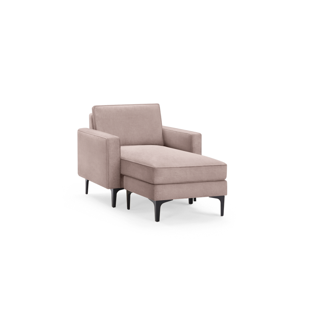 Nomad Velvet Armchair with Chaise - Dusk - Performance Velvet / Black - Metal / Block