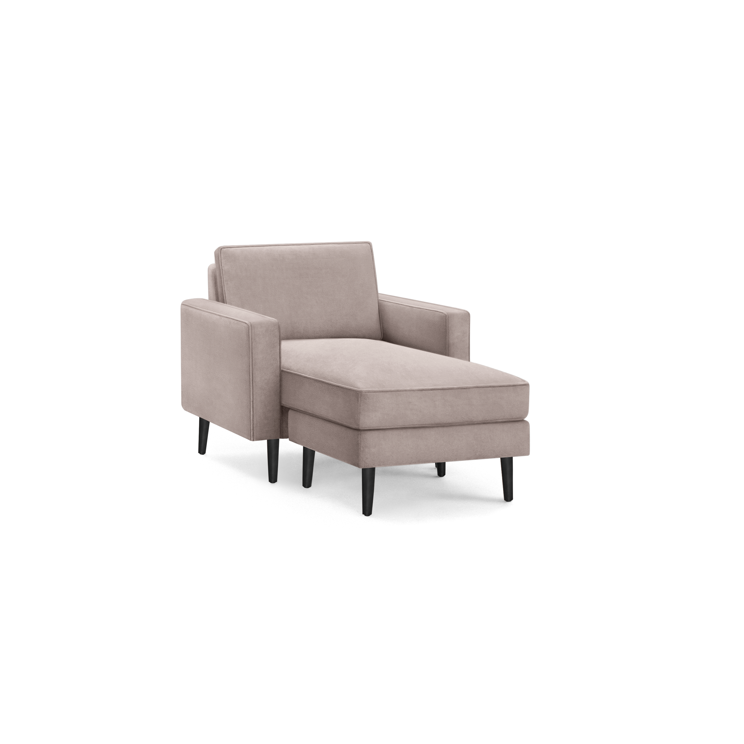 Nomad Velvet Armchair with Chaise - Dusk - Performance Velvet / Ebony - Wood / Block