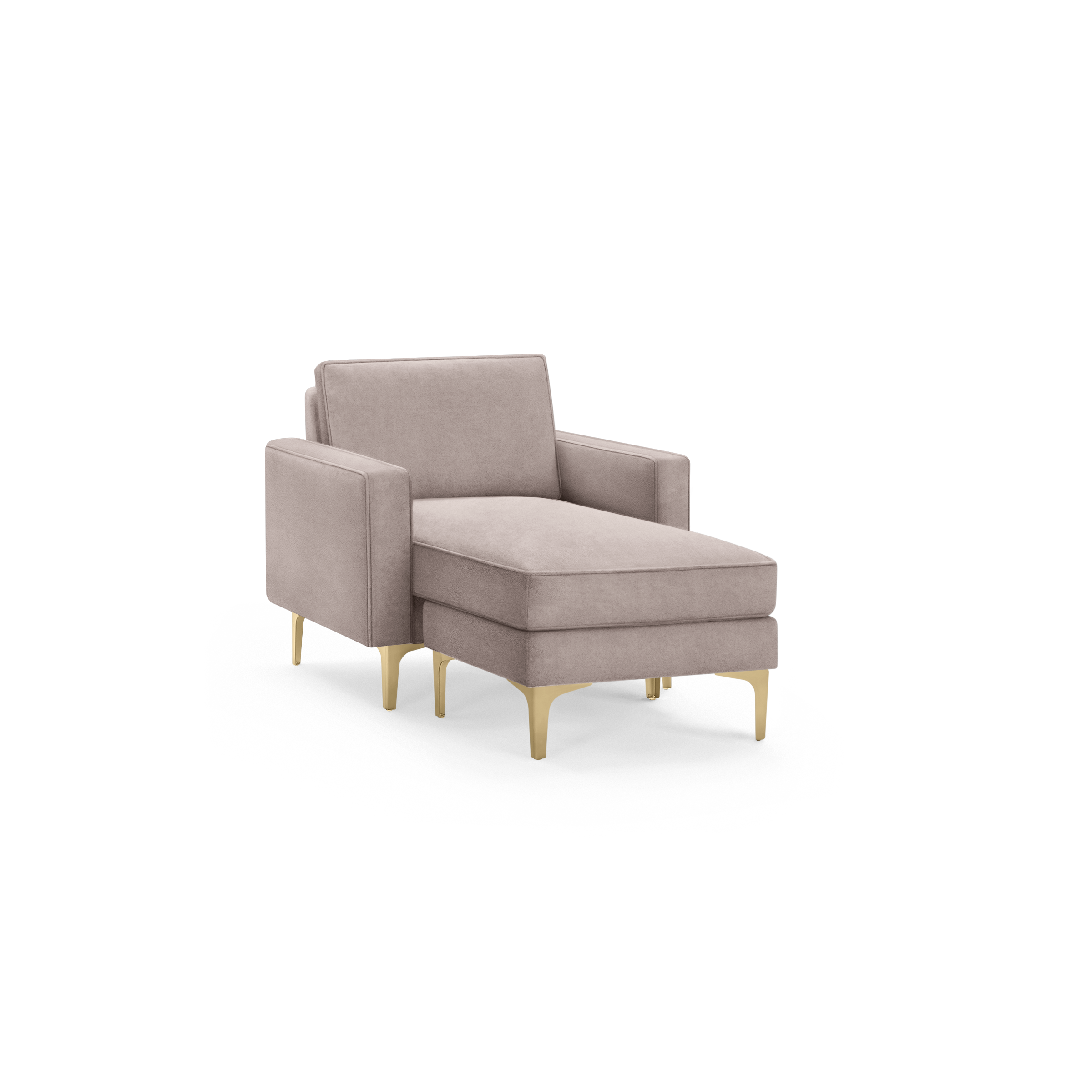 Nomad Velvet Armchair with Chaise - Dusk - Performance Velvet / Brass - Metal / Block