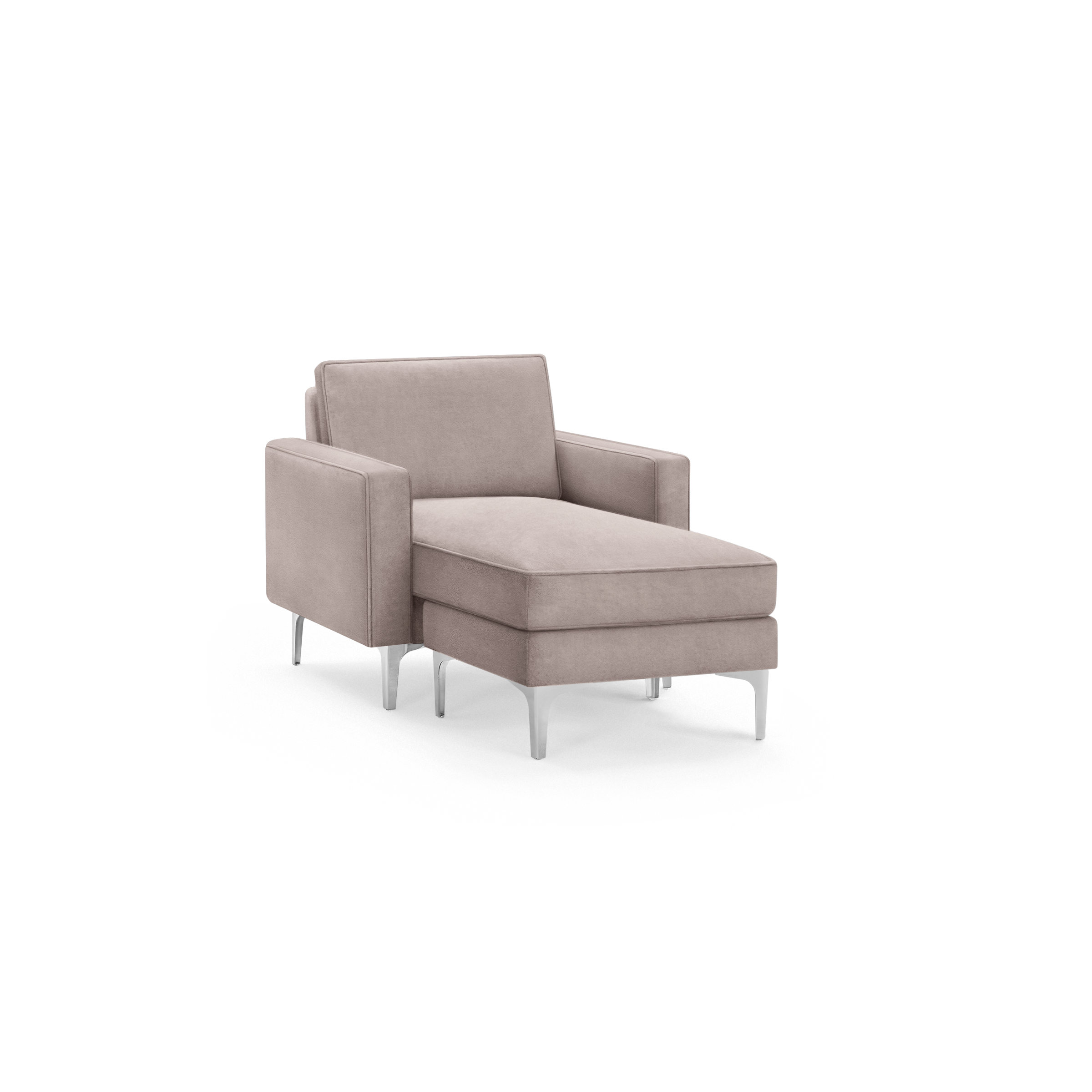 Nomad Velvet Armchair with Chaise - Dusk - Performance Velvet / Chrome - Metal / Block