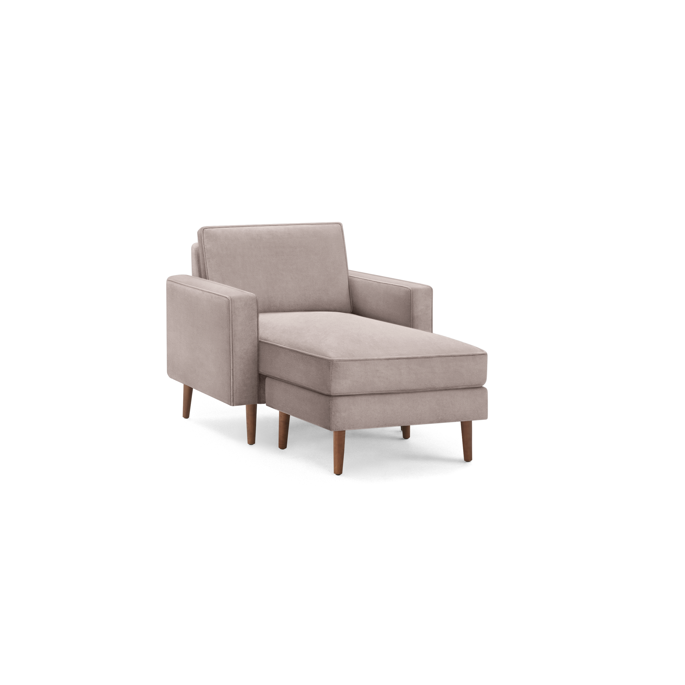 Nomad Velvet Armchair with Chaise - Dusk - Performance Velvet / Walnut - Wood / Block